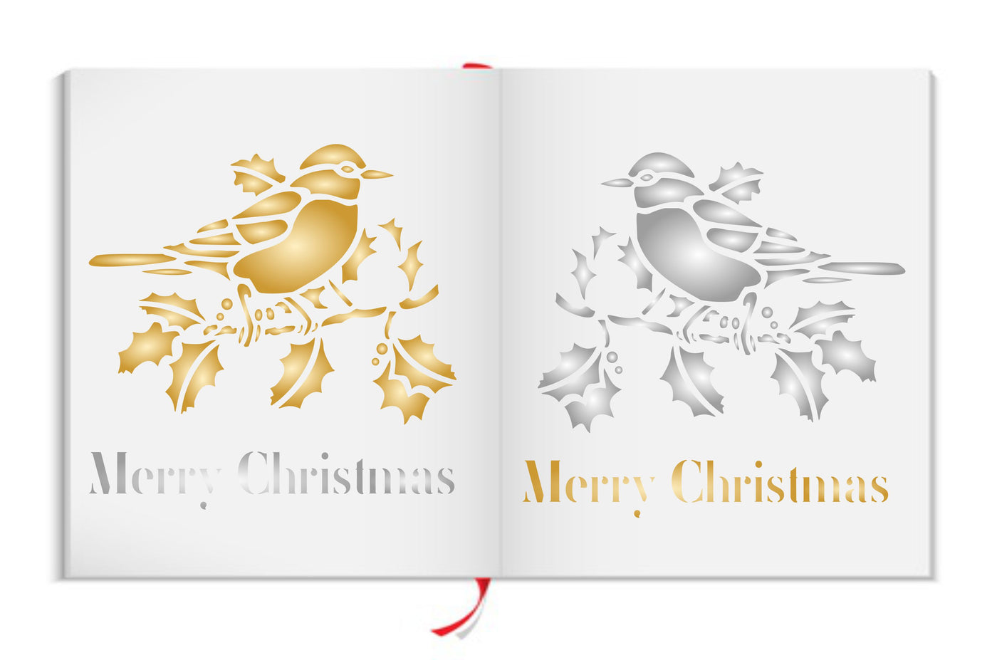 Christmas Robin Stencil - Scrapbooking Decor & Card