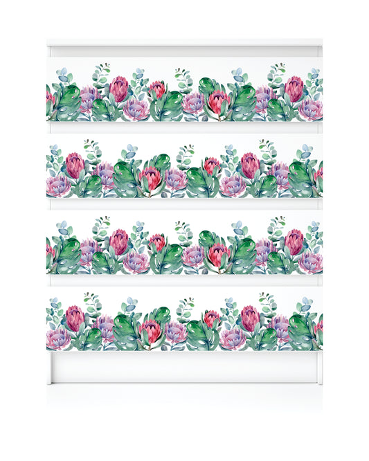 Protea Border Rice Paper- 14 Sheets Printed Mulberry Paper Border 36gsm