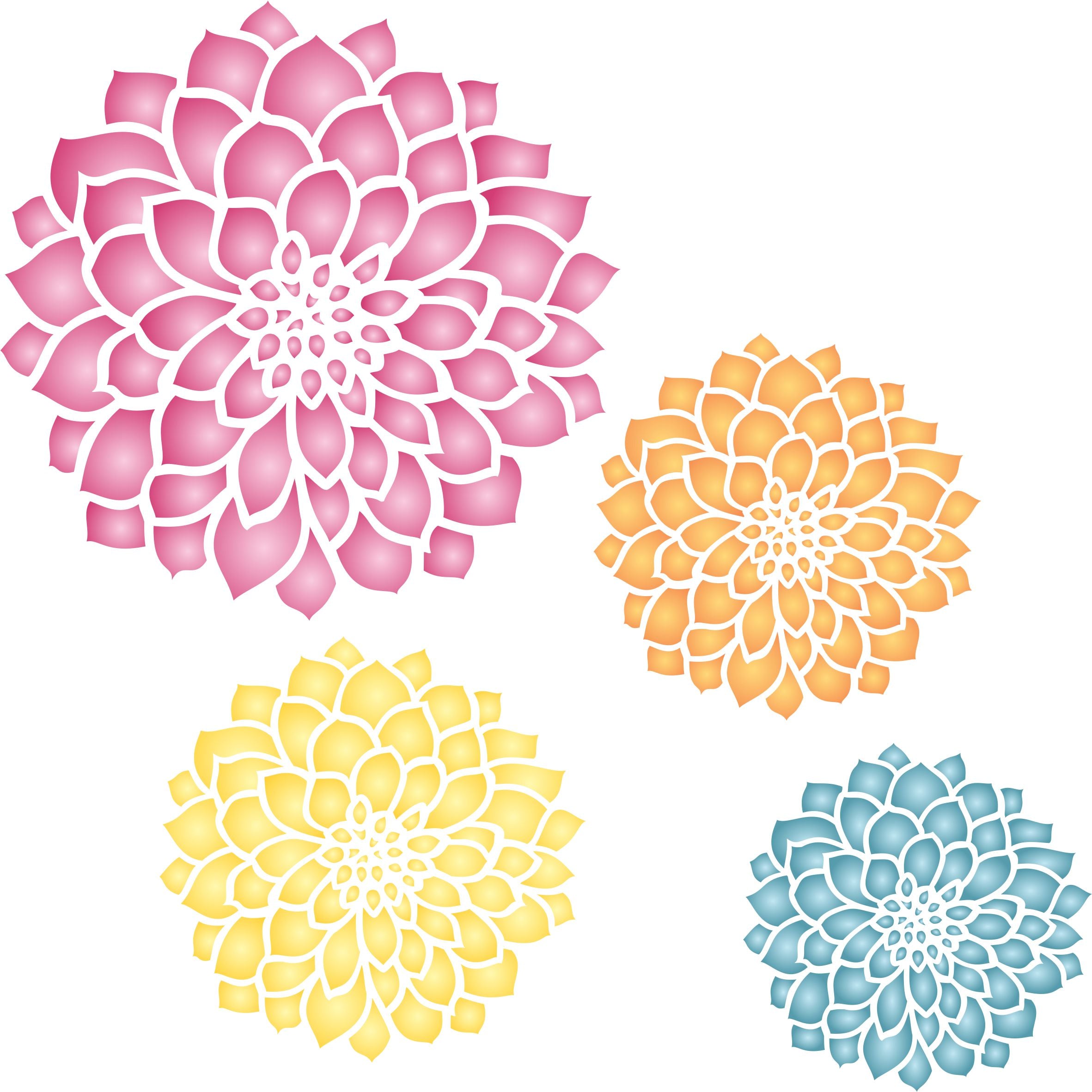 Zinnia Mural Stencil - Flower Floral Mural Art