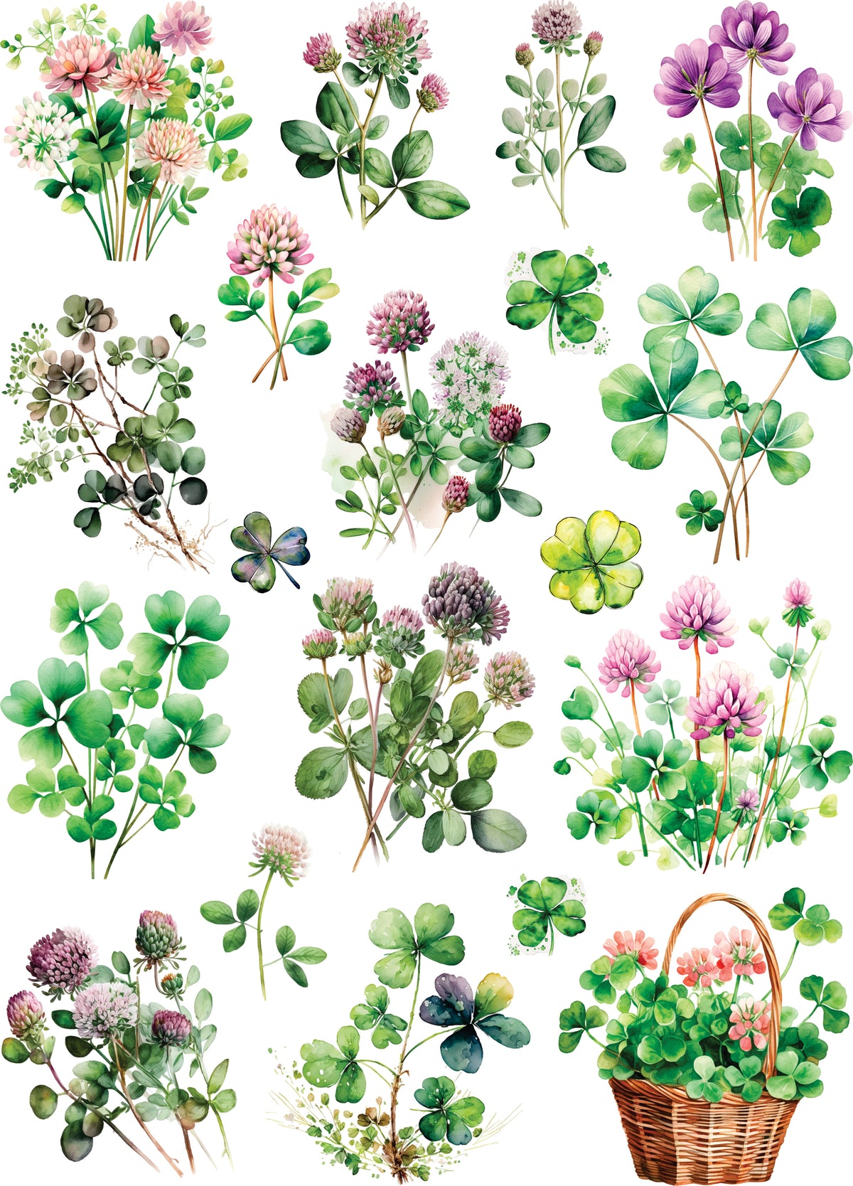 St Patricks Clover Rice Paper, 29.21 x 40.64 cm - for Decoupage Furniture Crafts