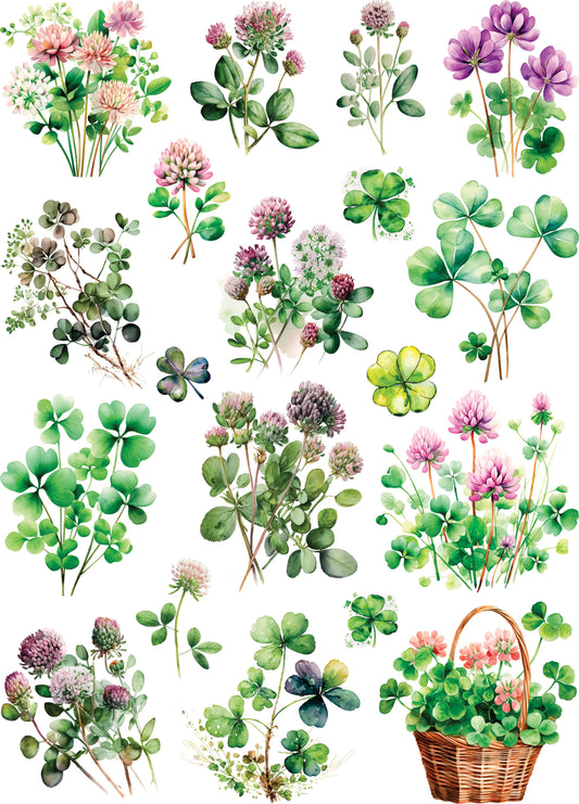 St Patricks Clover Rice Paper, 29.21 x 40.64 cm - for Decoupage Furniture Crafts