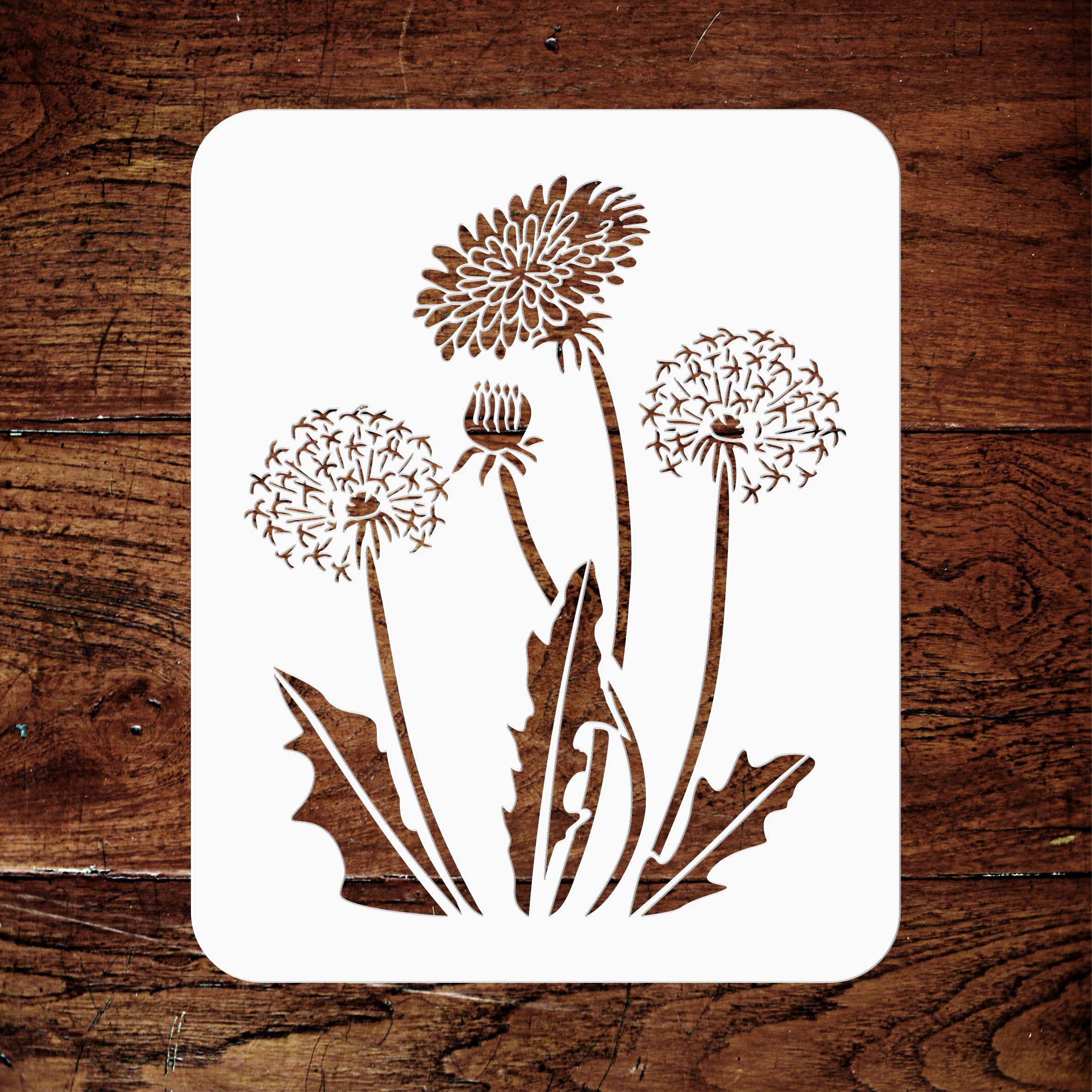 Dandelion Stencil - Dandilion Puff with Flower