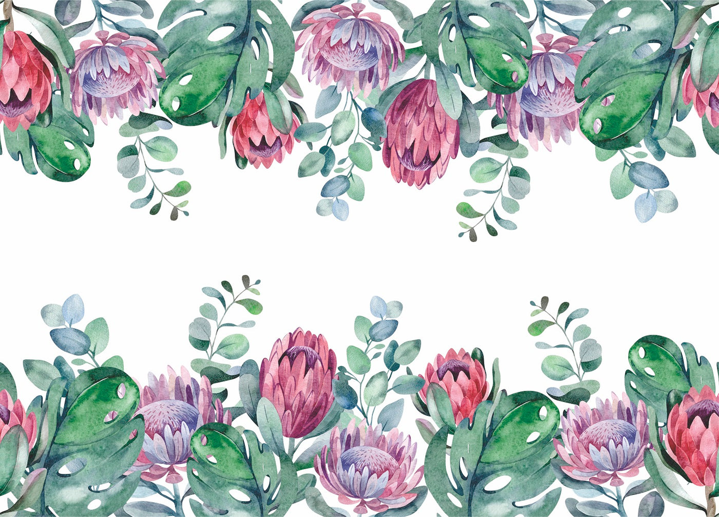 Protea Border Rice Paper- 14 Sheets Printed Mulberry Paper Border 36gsm