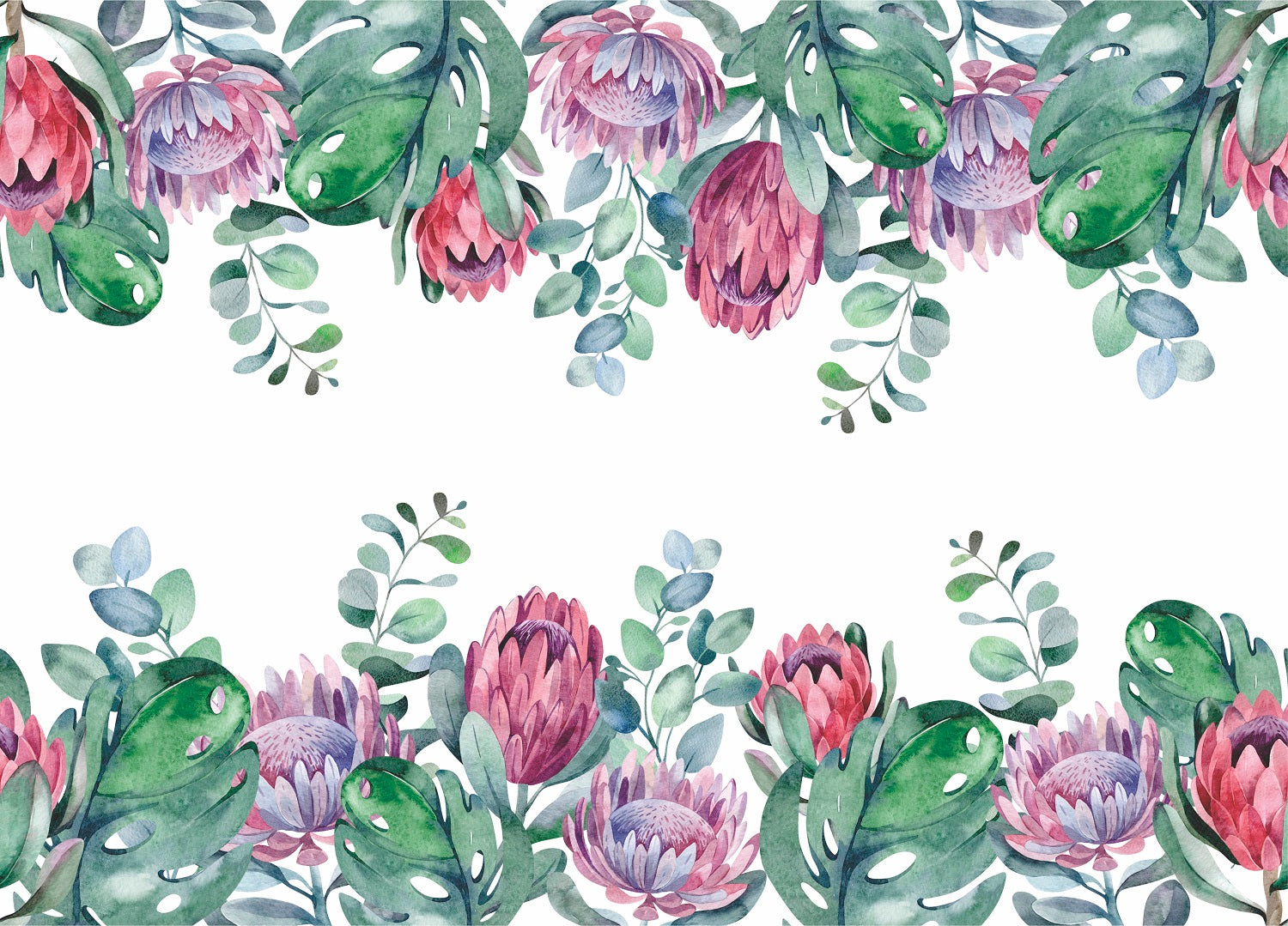 Protea Border Rice Paper- 14 Sheets Printed Mulberry Paper Border 36gsm