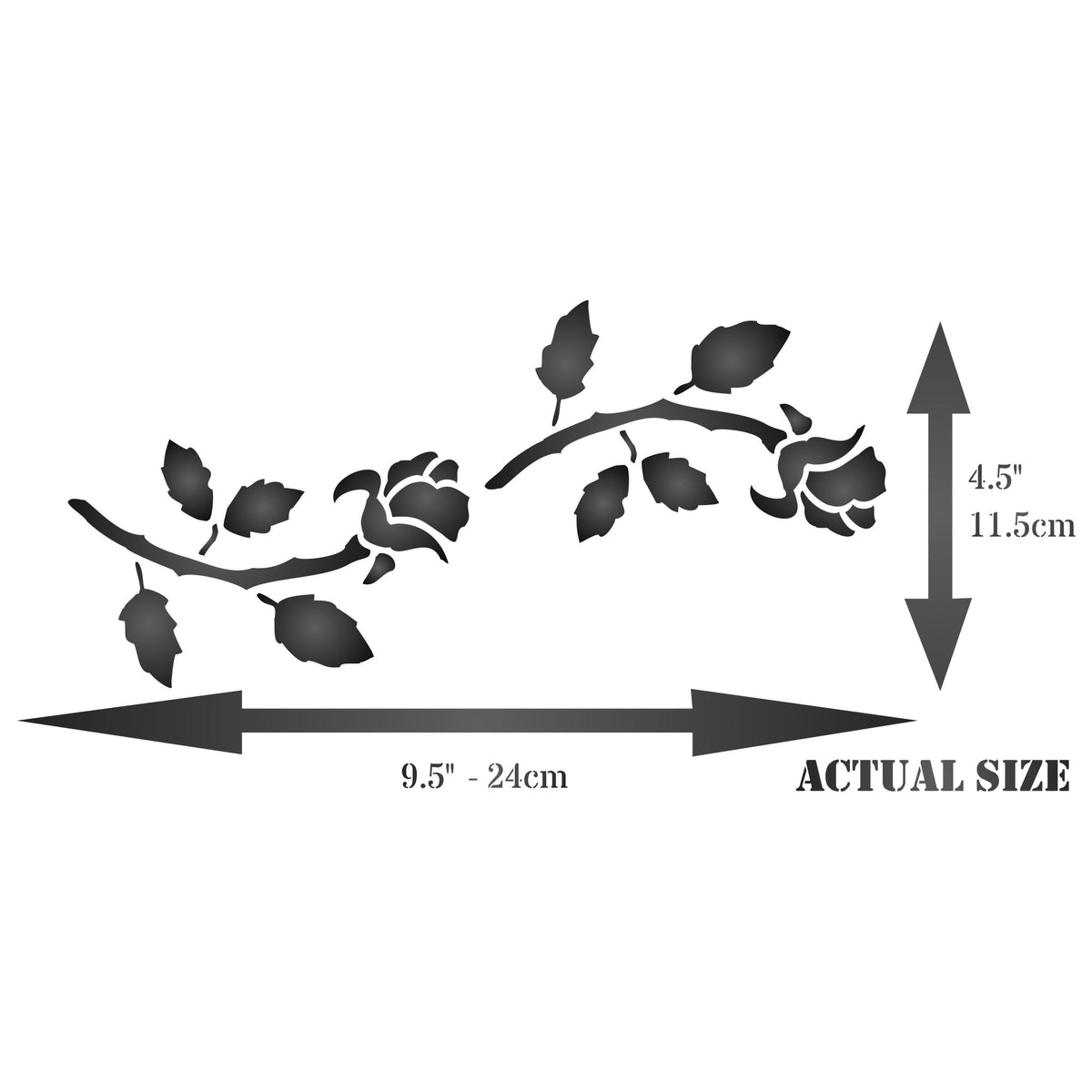 Rose Bud Stencil, 24.13 x 11.43 cm - Border Flower