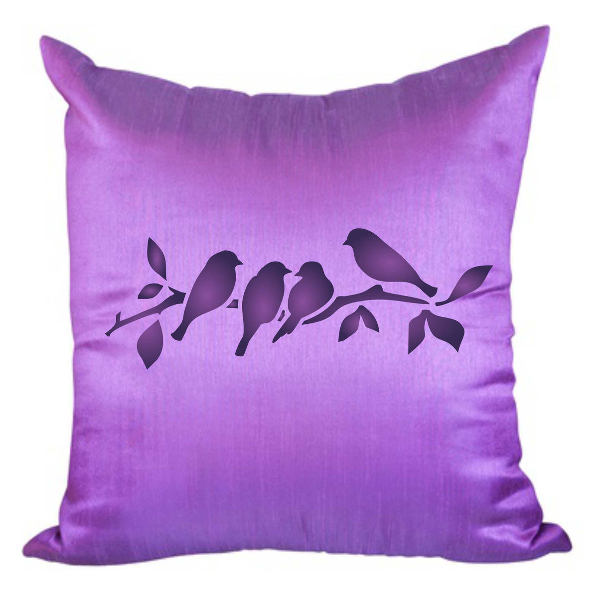 Roosting Birds Stencil - Bird Branch Silhouette Border