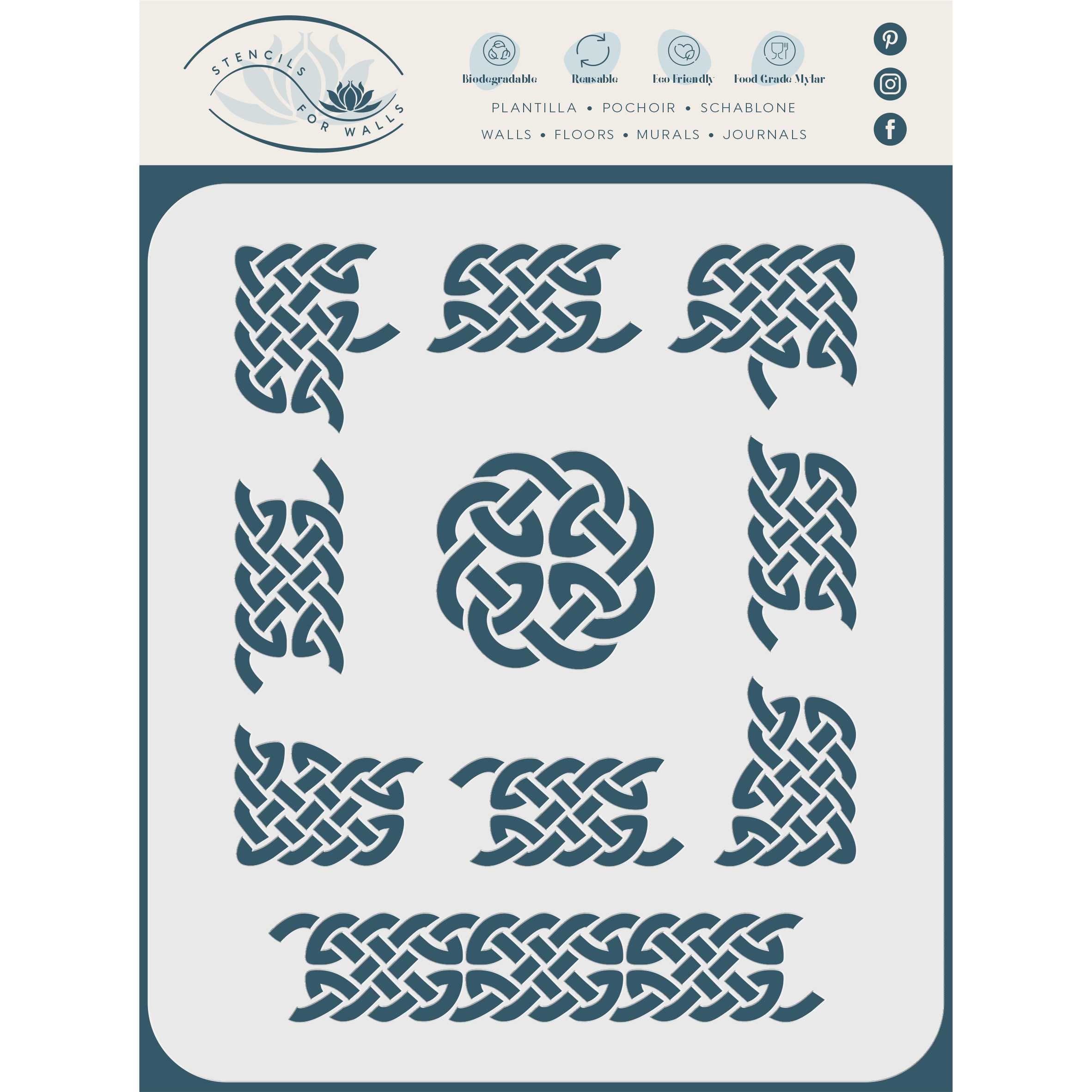 Celtic Frame Stencil - Irish Celts Viking Knotwork Woven Ethnic Braided