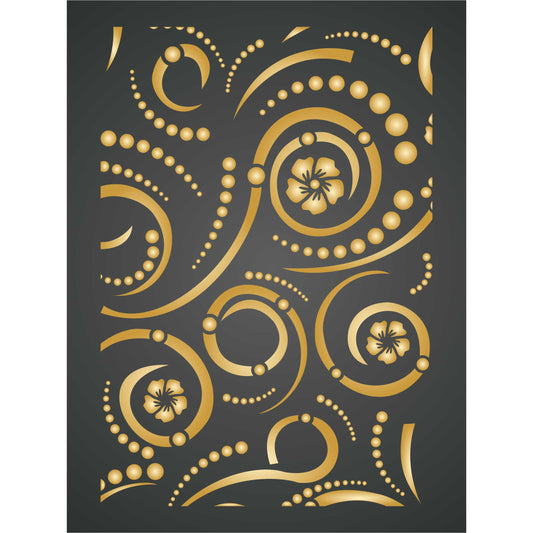 Swirls Layering Stencil, 11.43 x 16.51 cm - Layering use to add Texture and Design