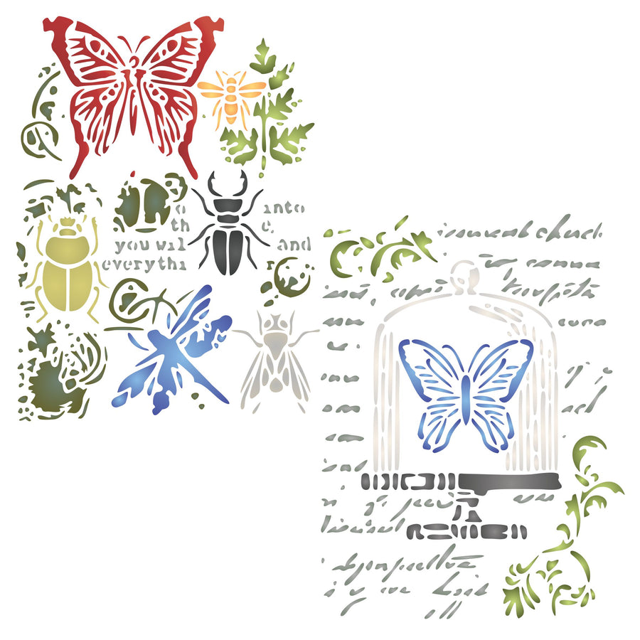 Insects Stencil (2pc) - Use Layering to add Texture and Design