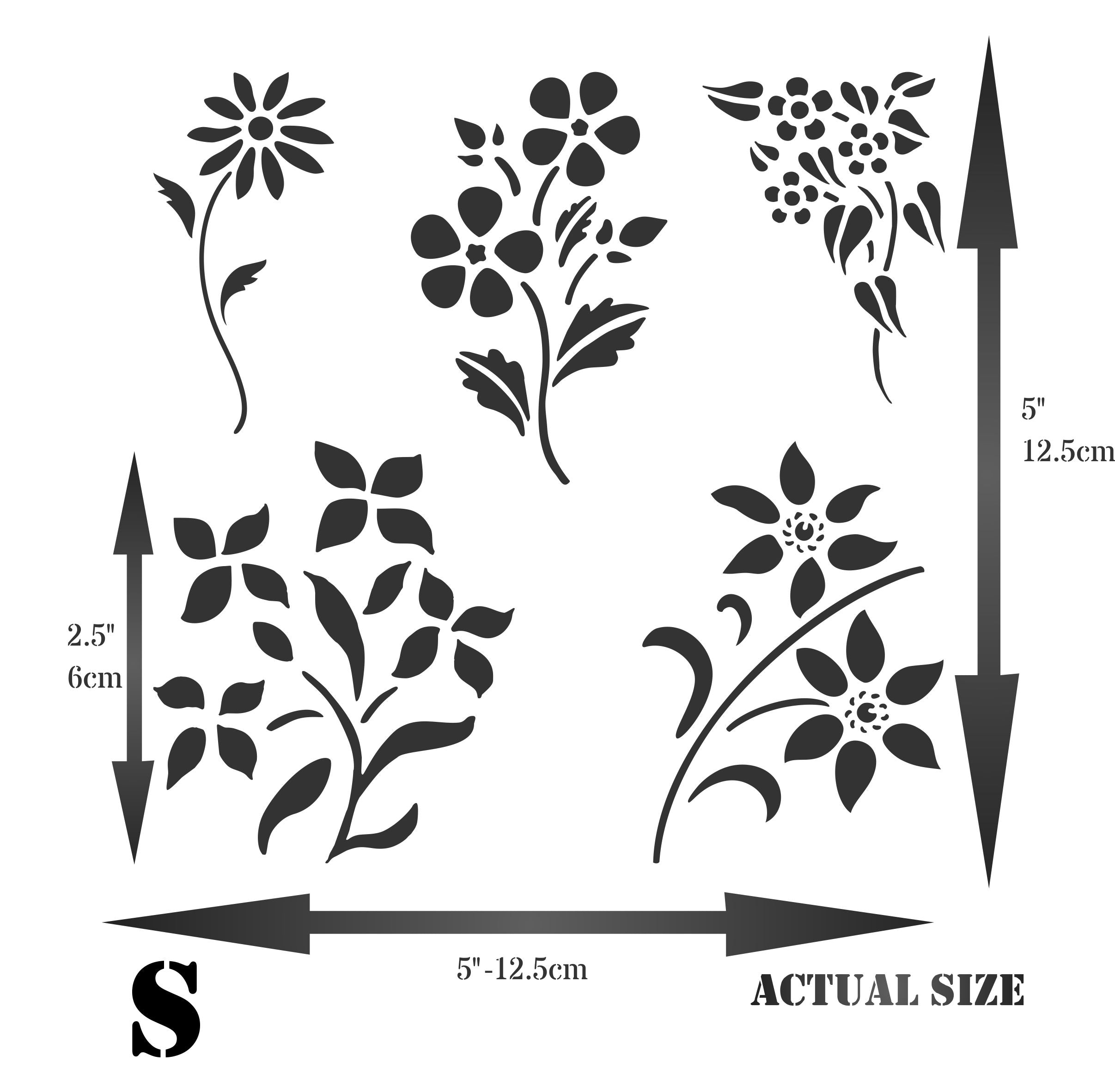 Floral Set Stencil - Classic Flower Designs