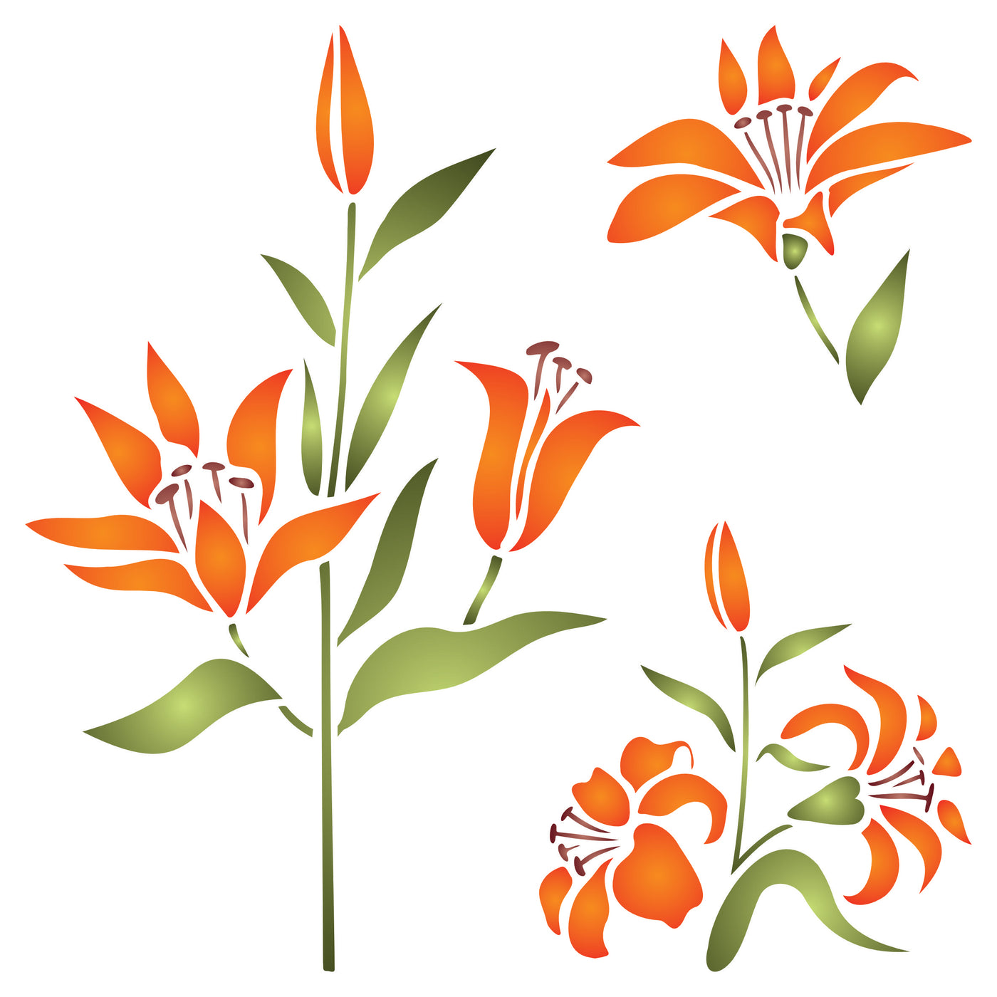 Lily Flower Stencil, 16.5 x 16.5cm - Reusable Mylar Designs for Painting