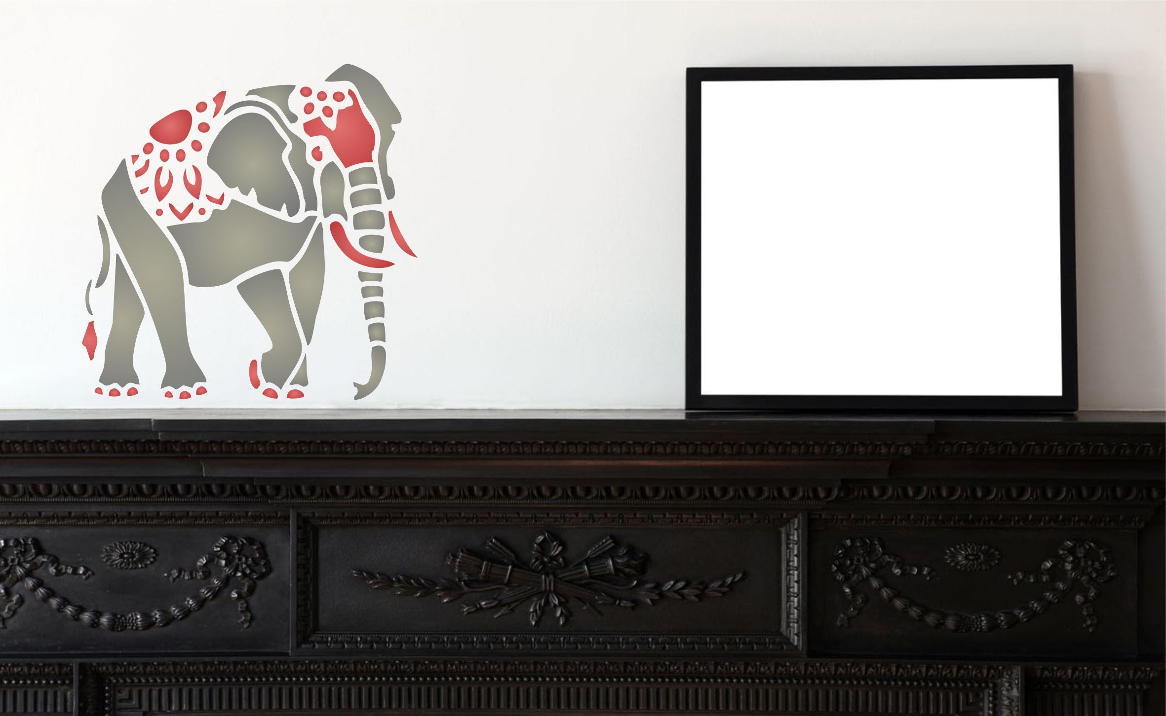 Indian Elephant Stencil - Animal Asian Pachyderm