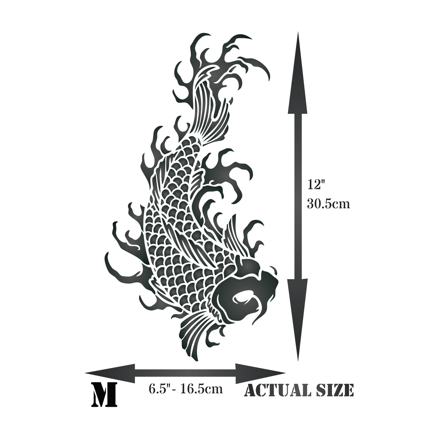 Japanese Koi Stencil - Koi Carp Harmony Good Luck Strength