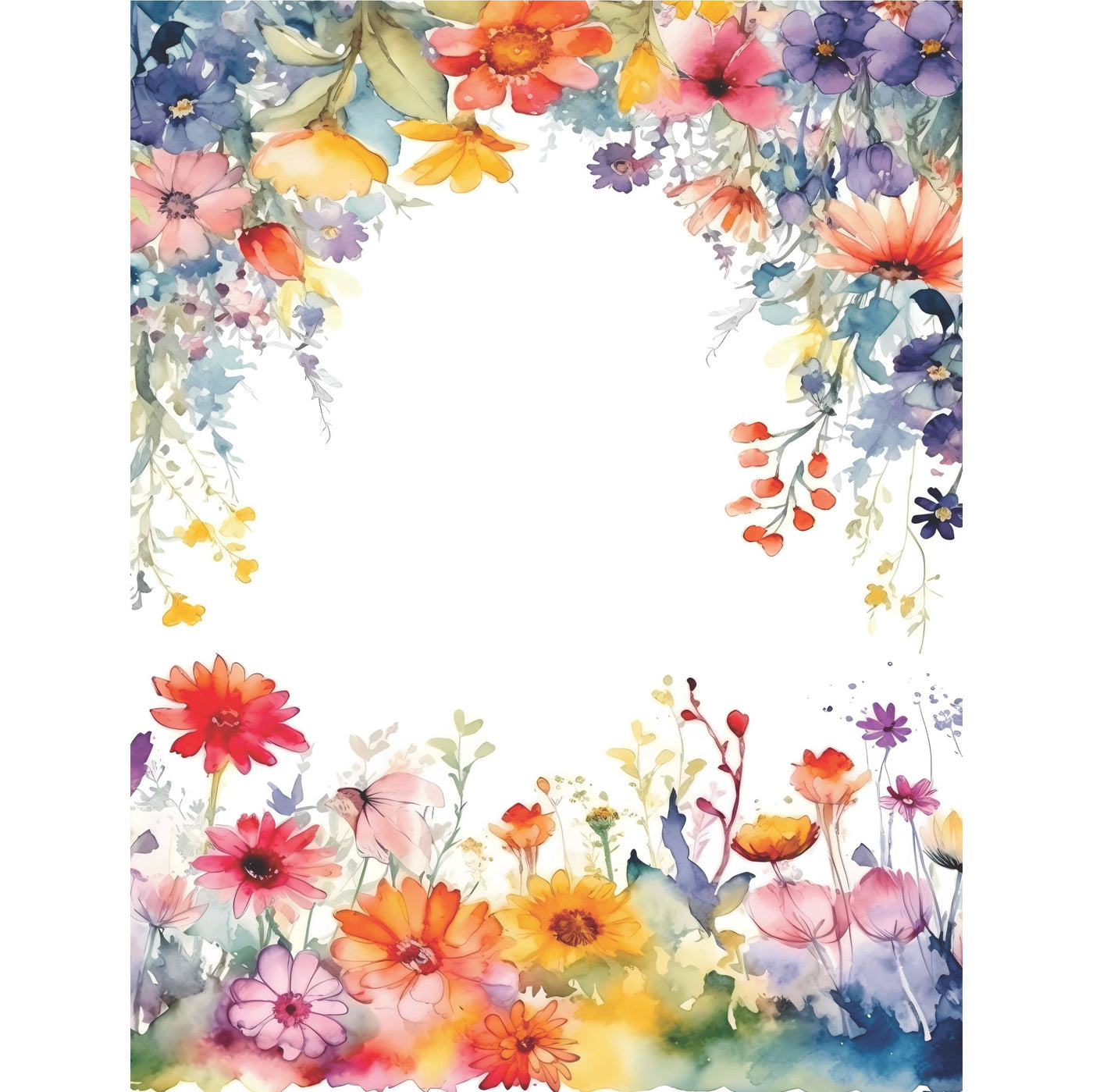 Wild Flower Borders Rice Paper, 20.32 x 26.67 cm - for Decoupage Cards Crafts