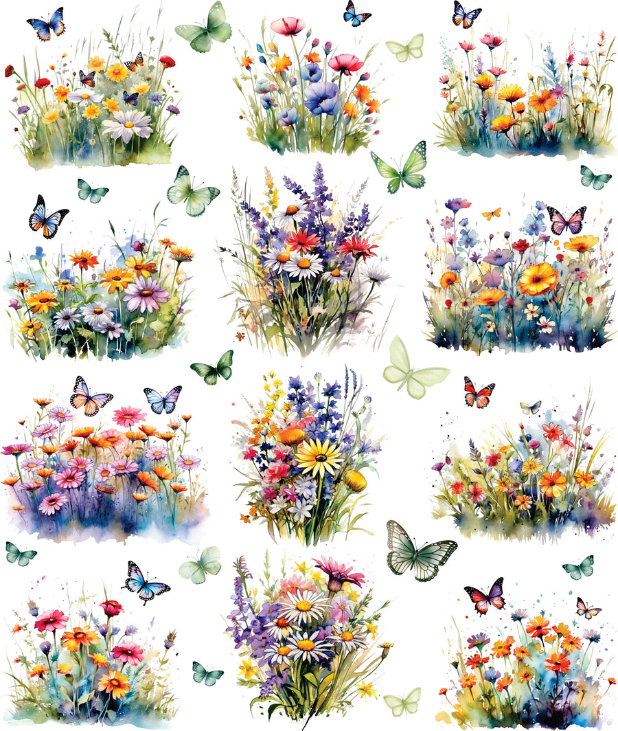 Floral Decoupage Rice Paper, 11.5 x 14.5 inch - for Scrapbooking Cards Crafts