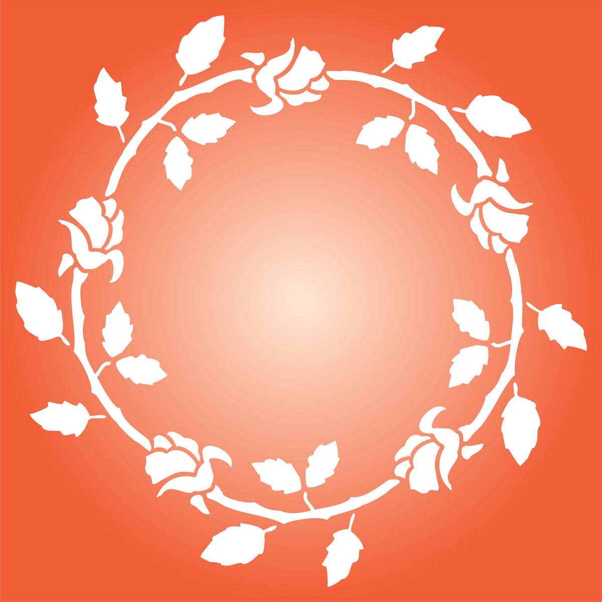 Rose Wreath Stencil, 25.4 x 25.4 cm - Ring of Roses Flower Rosebuds