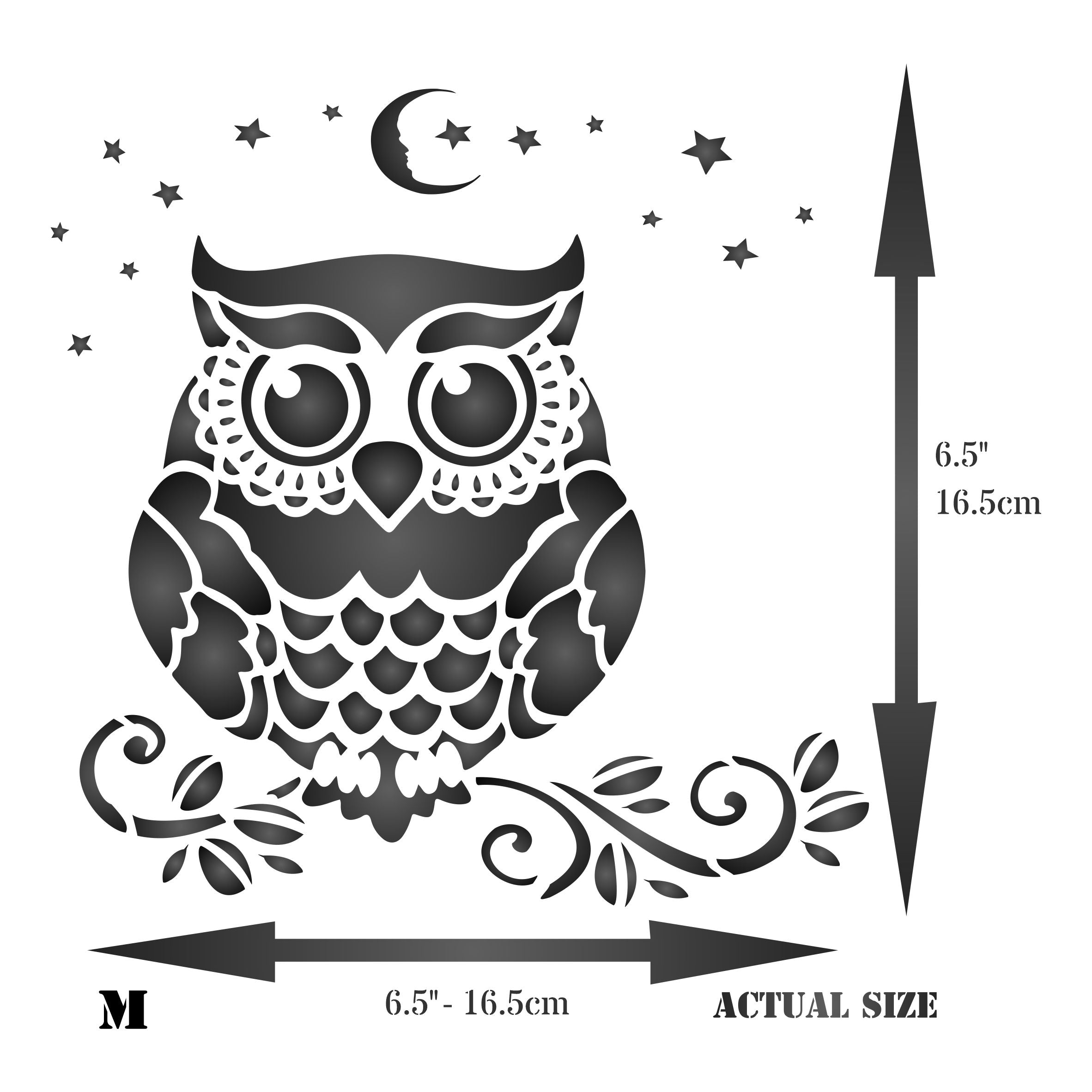 Owl Stencil - Decorative Night Bird Nocturnal Animal Wildlife Birds