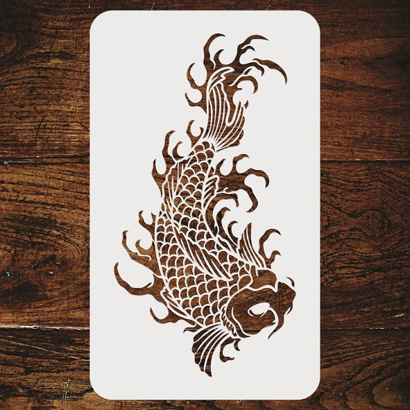 Japanese Koi Stencil - Koi Carp Harmony Good Luck Strength