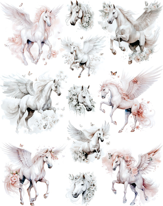 Pegasus Flying Horse Rice Paper, 29.21 x 36.83 cm - Decoupage Scrapbook Cards Crafts