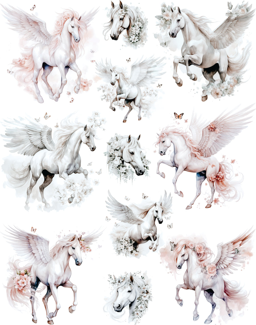 Pegasus Flying Horse Rice Paper, 11.5 x 14.5 inch - Decoupage Scrapbook Cards Crafts