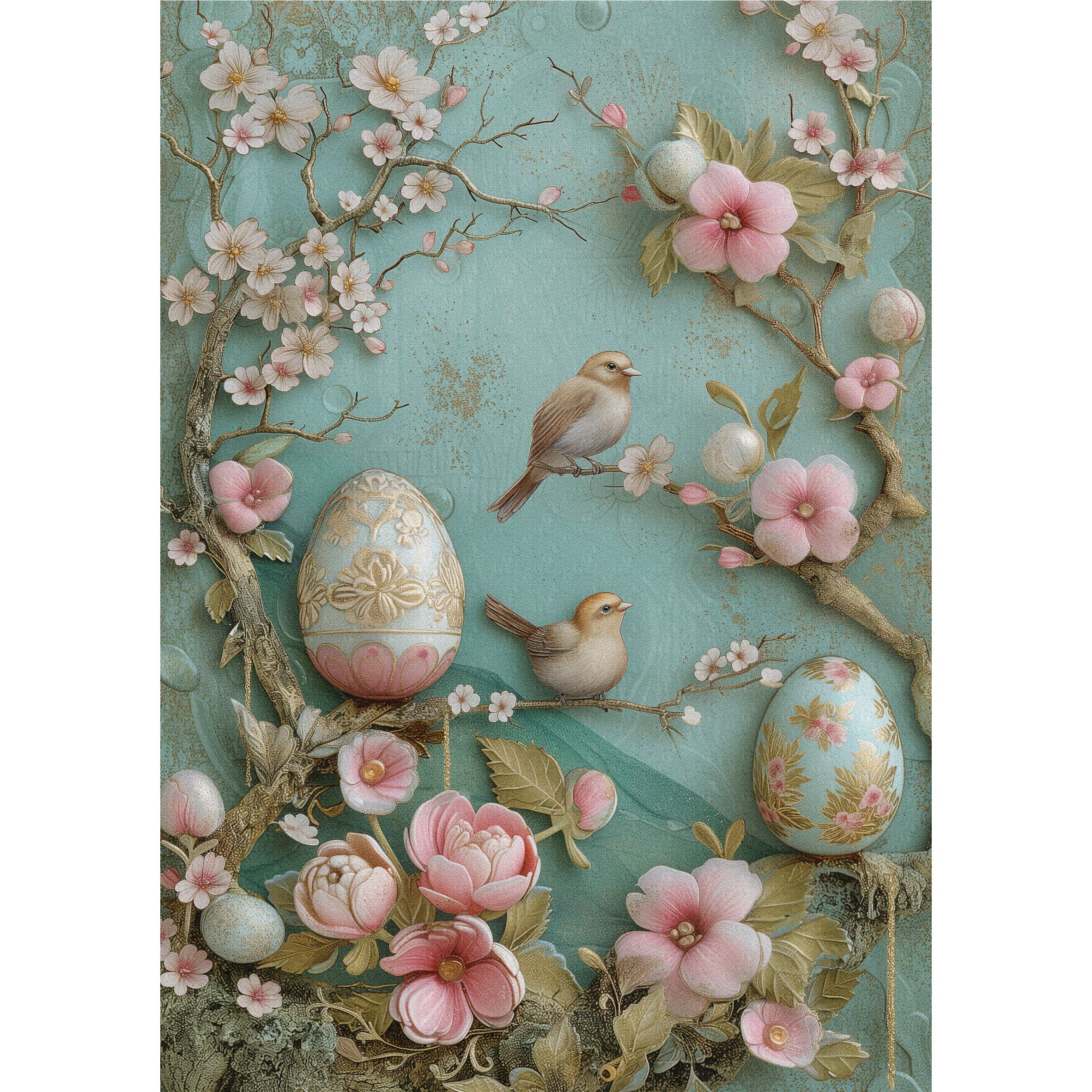 Easter Decoupage Rice Paper, 8 x 10.5 inch - for Scrapbooking Cards Crafts