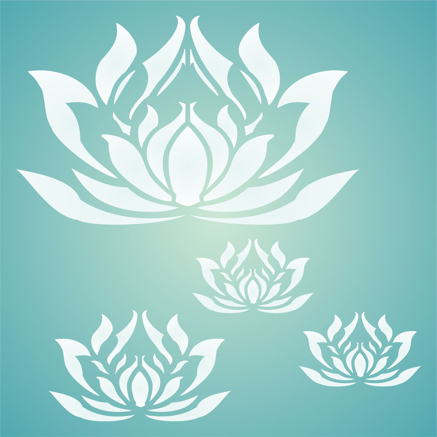 Lotus Flowers Stencil, 6.5 x 6.5 inch - Large Lotus Flower Mural