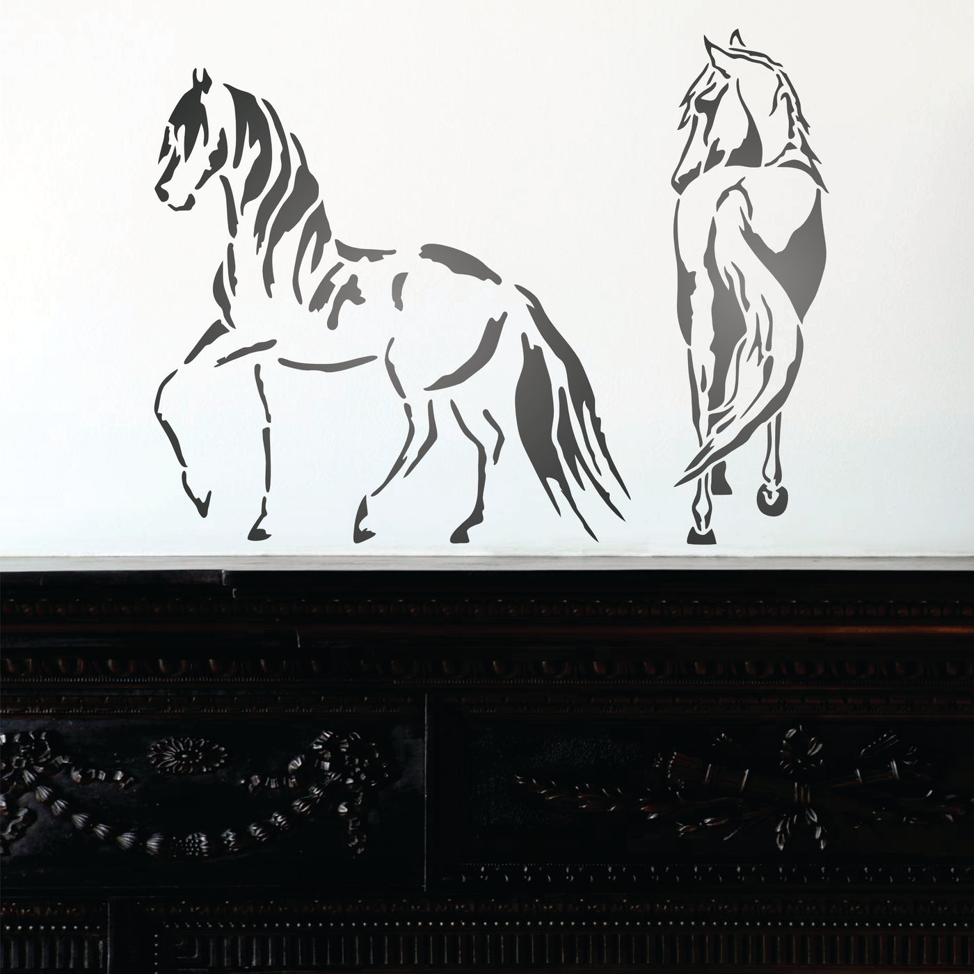 Wild Horses Stencil - Decorative Farm Animal Equine Pony Horse