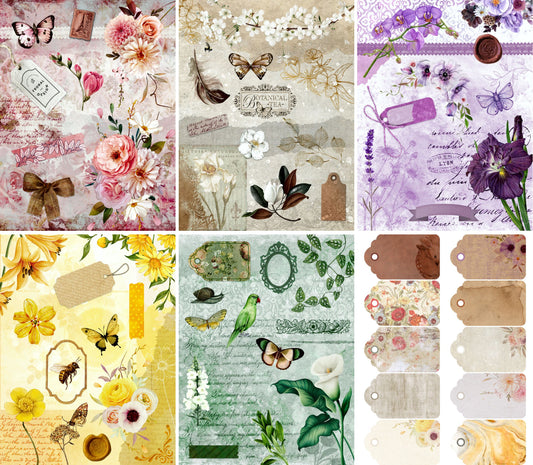 Flowers Decoupage Rice Paper, 20.32 x 26.67 cm - for Decoupage Scrapbooking Craft