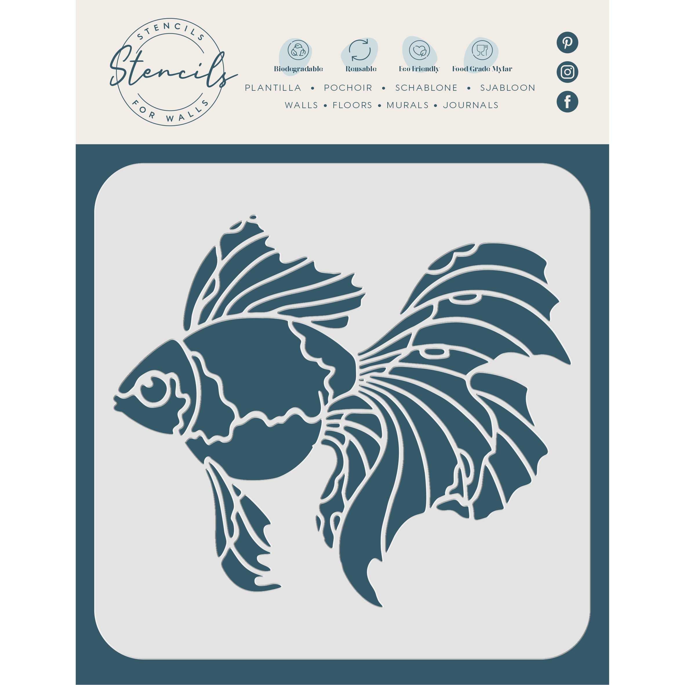 Goldfish Stencil - Fresh Water Pond Aquarium Fish