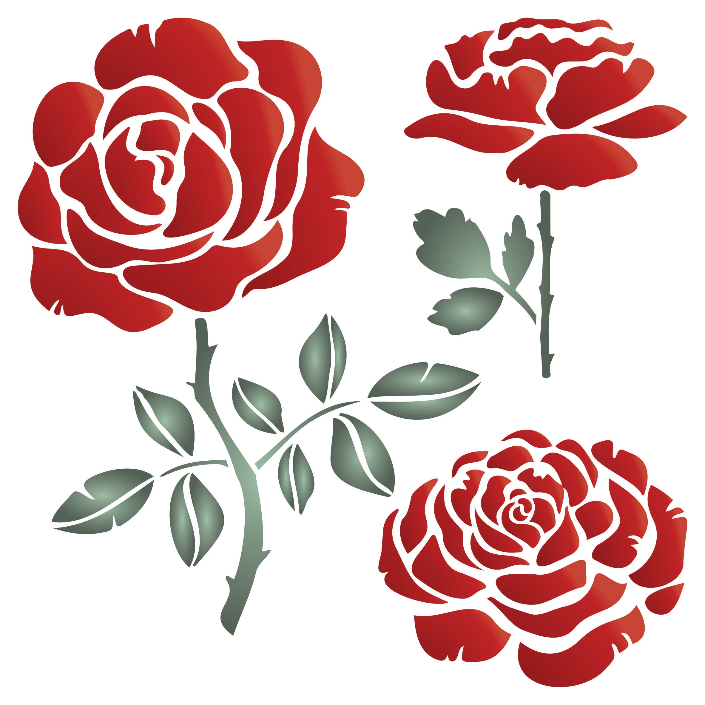 Rose Flower Stencil, 16.5 x 16.5cm - Reusable Mylar Designs for Painting