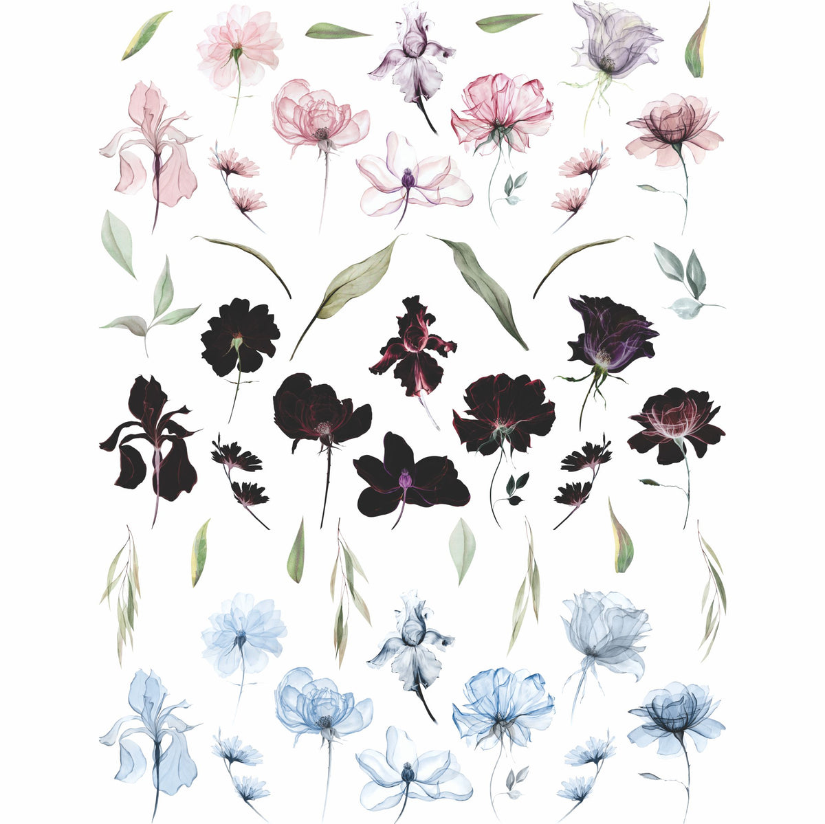Transparent Flowers Rice Paper, 20.32 x 26.67 cm - for Decoupage Furniture Crafts
