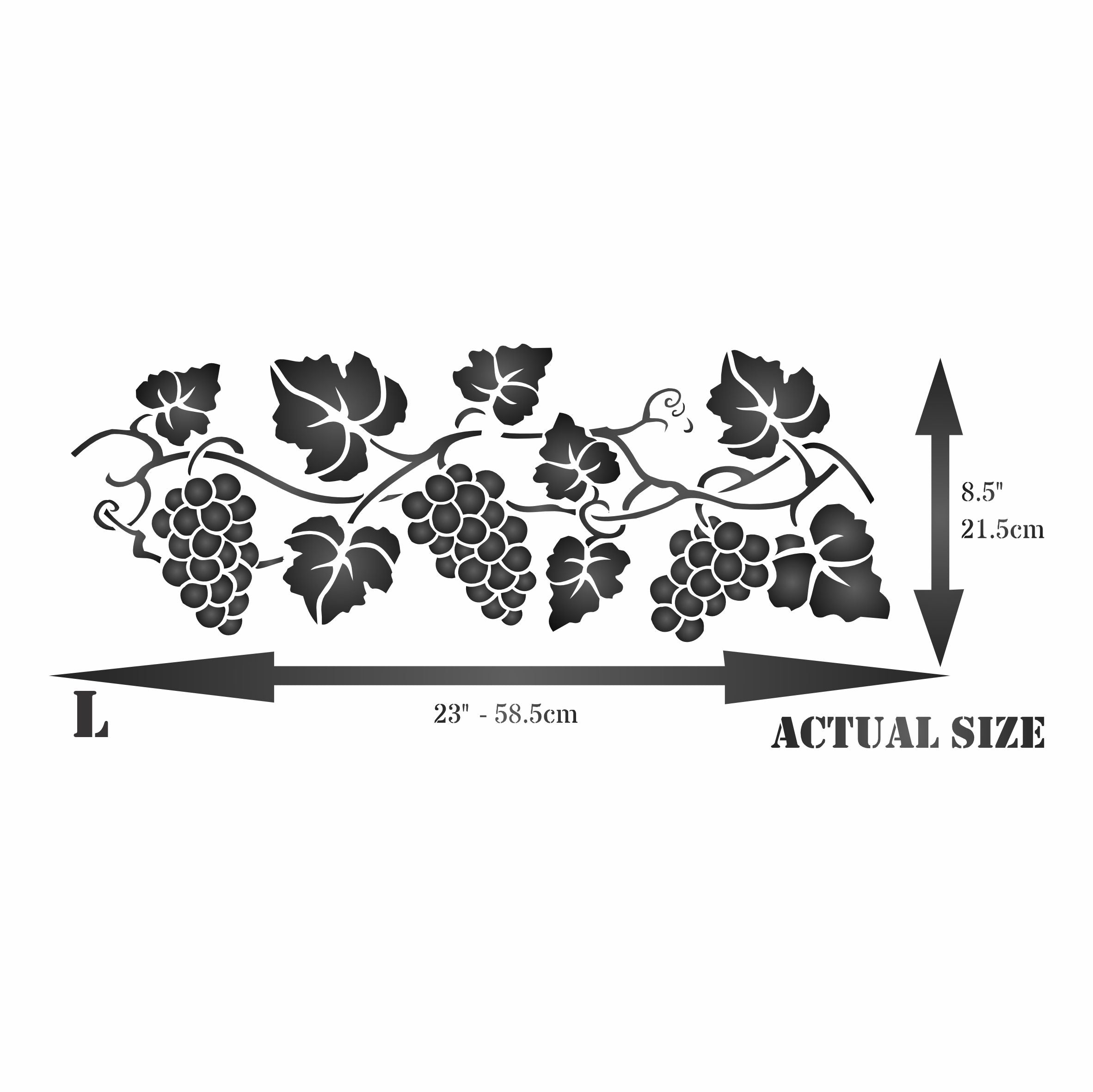 Grapevine Stencil, 23 x 8.5 inch - 2pc Classic Grape Vine Border