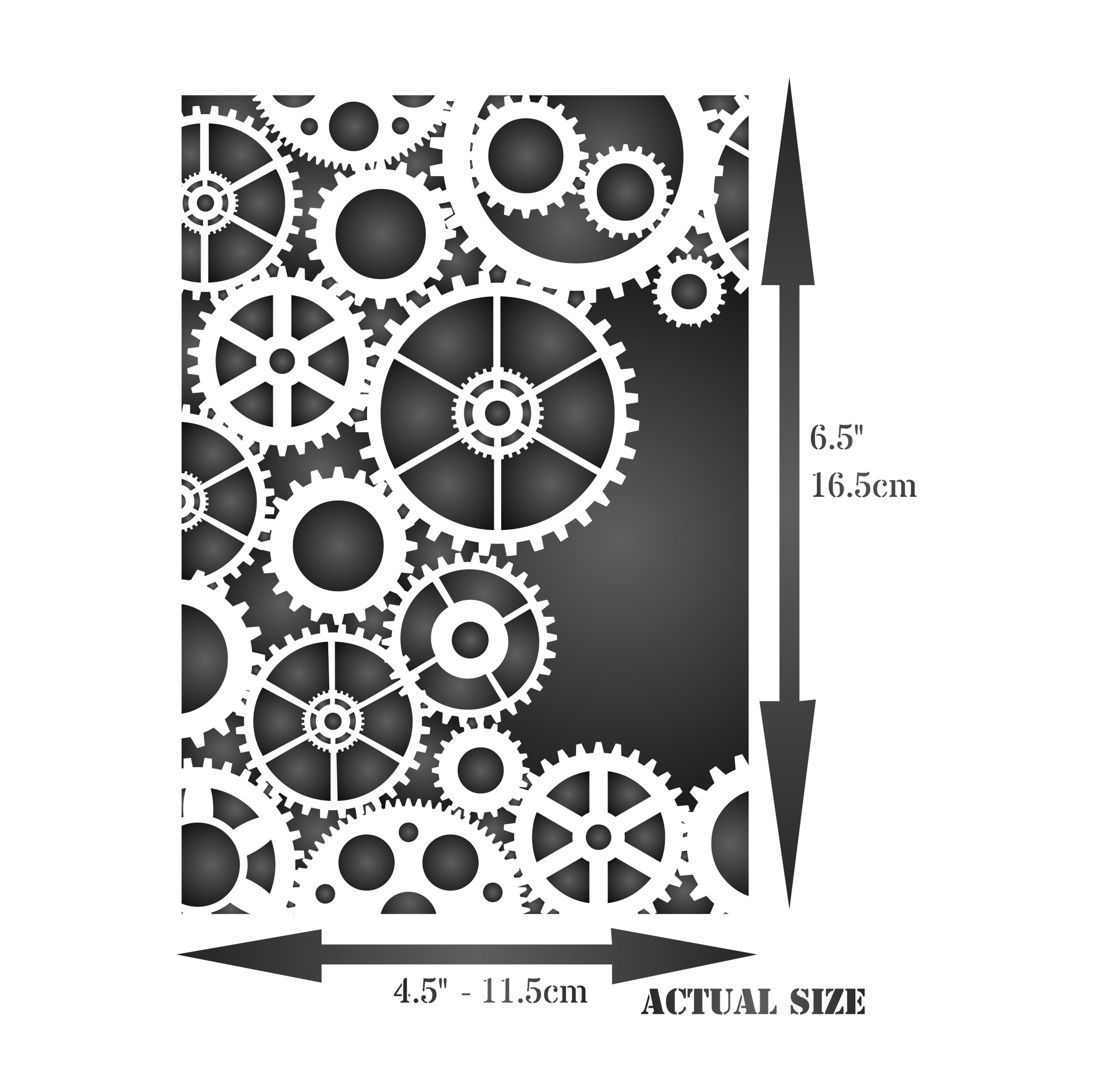 Gears Layering Stencil, 4.5 x 6.5 inch - Steampunk Mask use to Add Texture