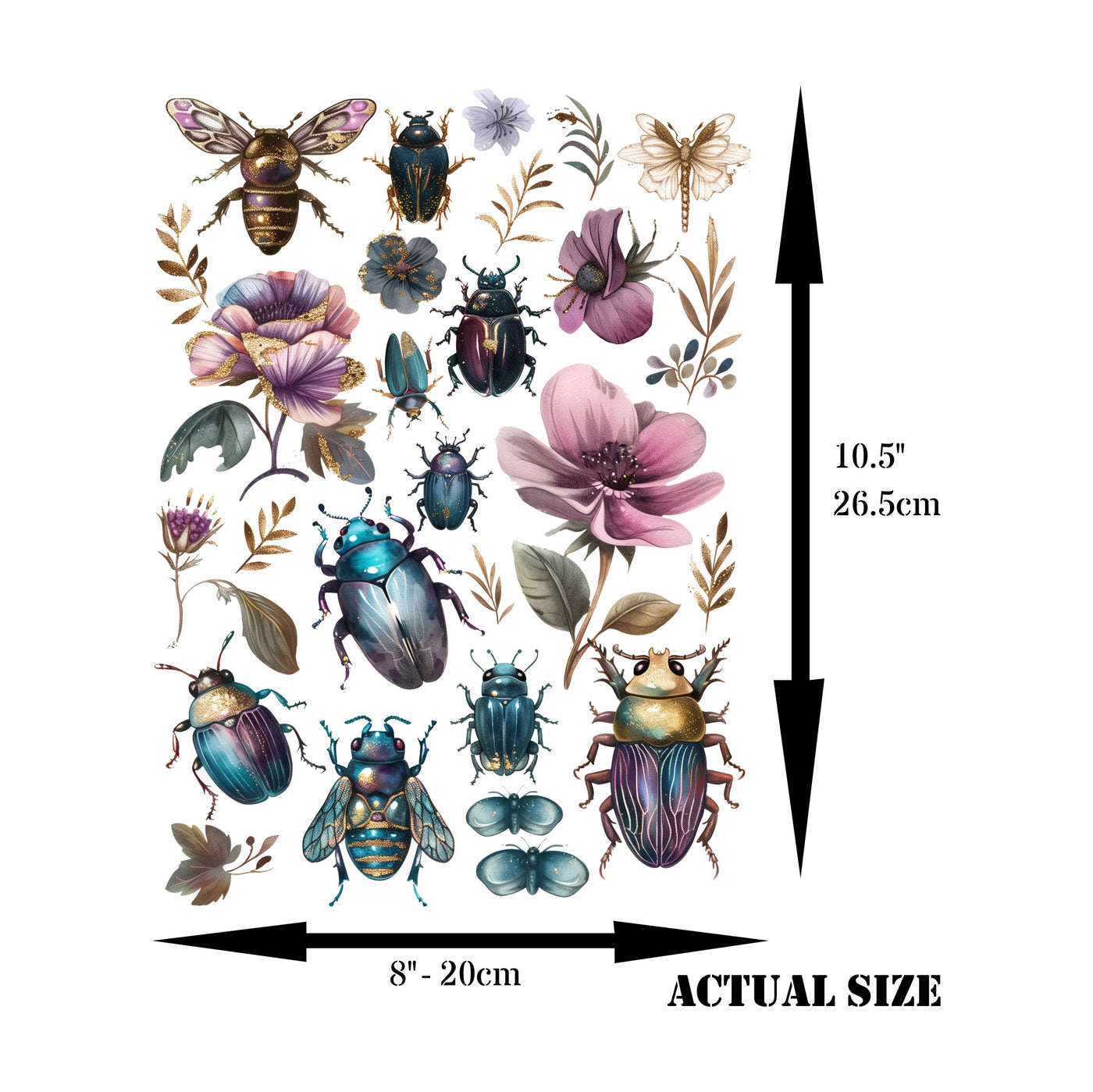 Bugs Decoupage Rice Paper, 8 x 10.5 inch - for Decoupage Scrapbooking Craft