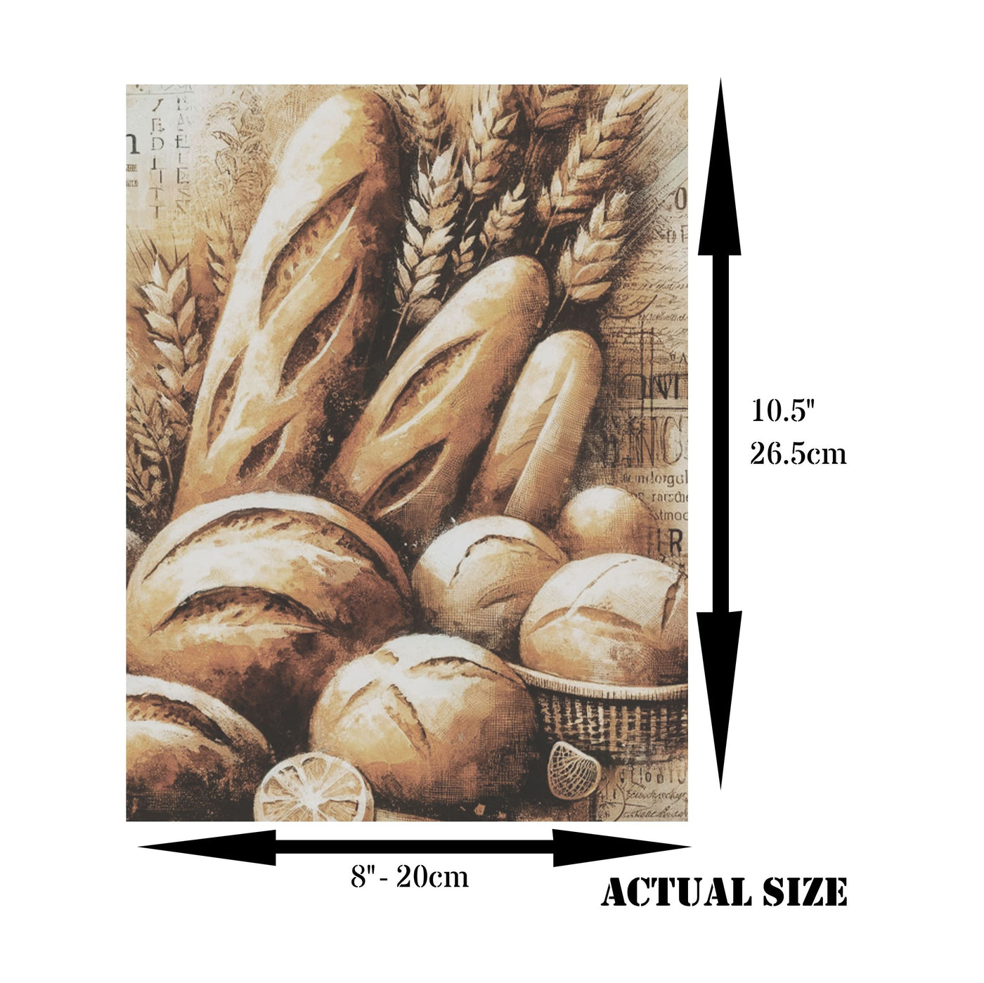 Bread Rice Paper, 8 x 10.5 inch - for Decoupage Scrapbooking Cards Crafts