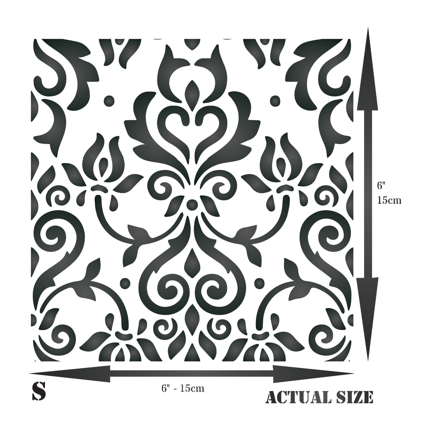 Damask Tile Stencil - Reusable Victorian Floor Furniture