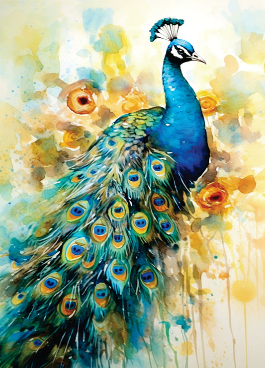 Colourful Peacock Rice Paper, 29.21 x 40.64 cm - for Decoupage Furniture Crafts