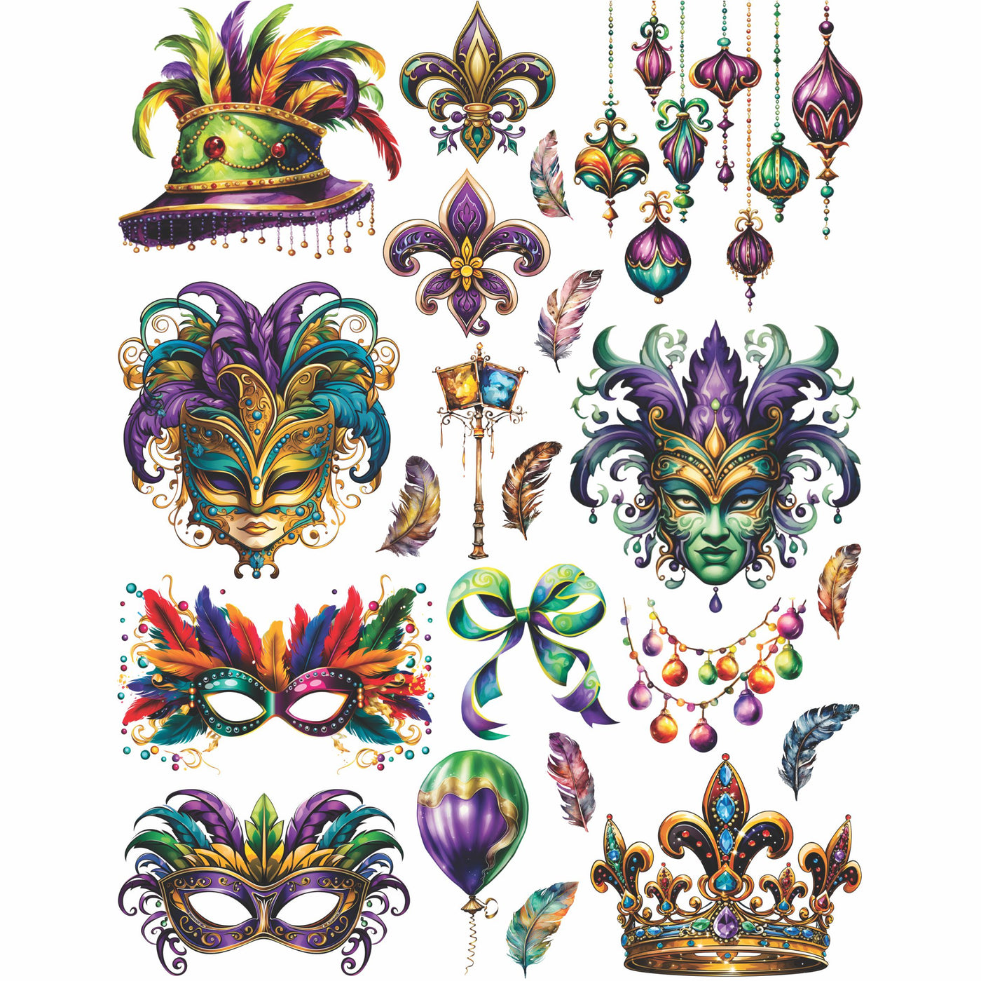 Mardi Gras Carnival Rice Paper, 8 x 10.5 inch â€“ for Decoupage Cards Craft