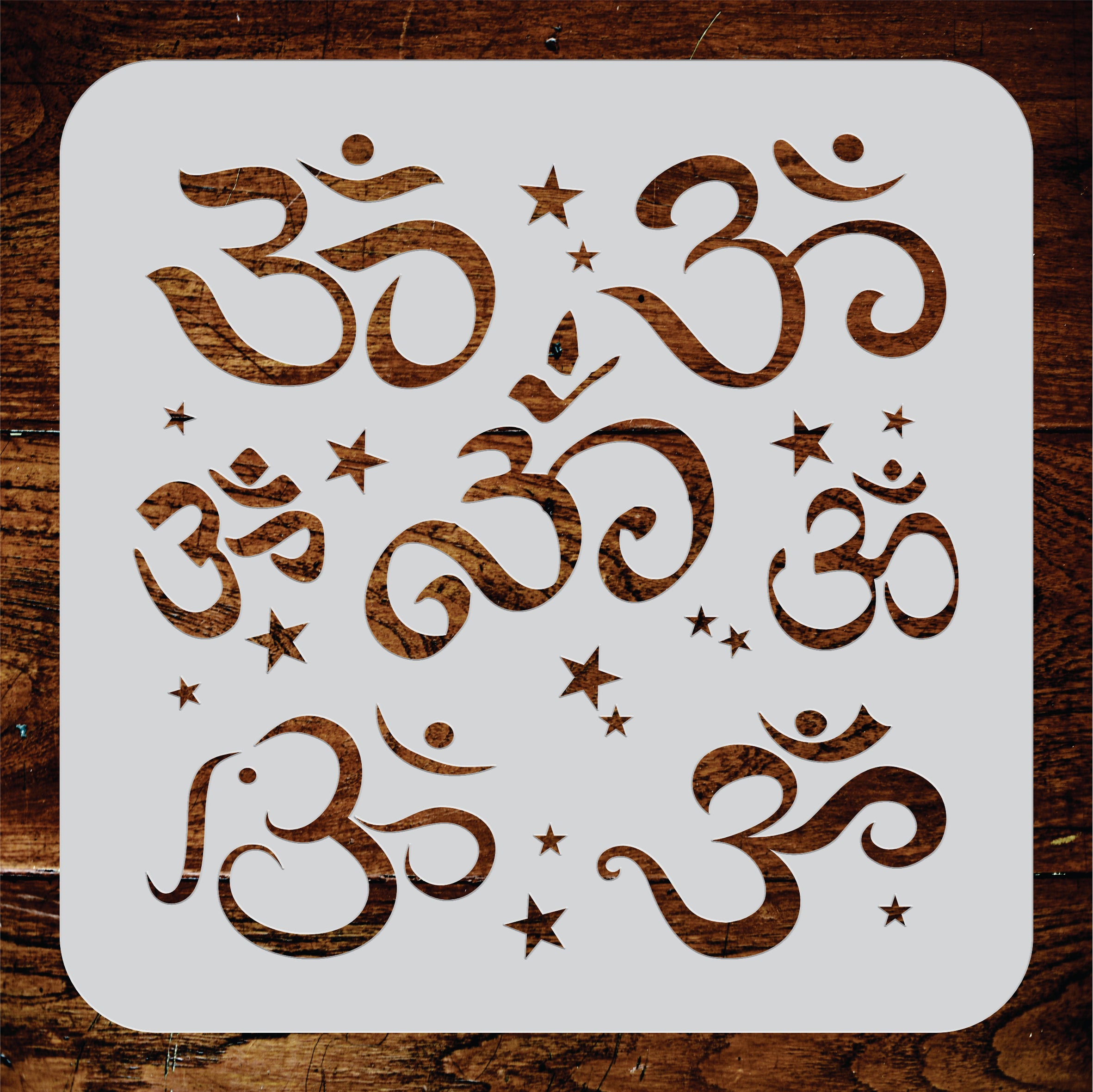 OM Symbols Stencil - Pranava Yoga AUM Indian Mantra Sanskrit Hindu Spiritual