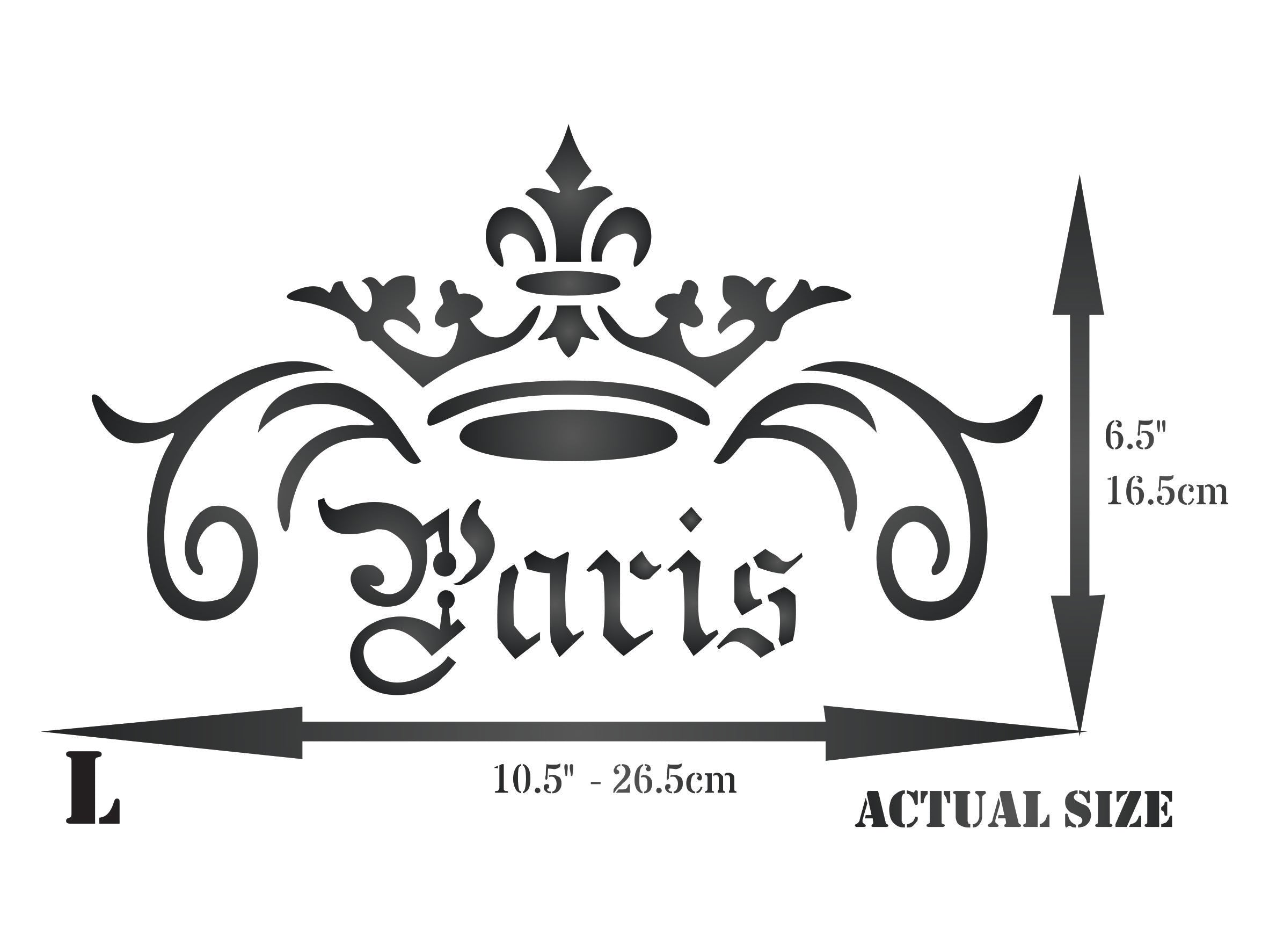 Paris Crown Stencil, 10.5 x 6.5 inch - Vintage French Themed Word