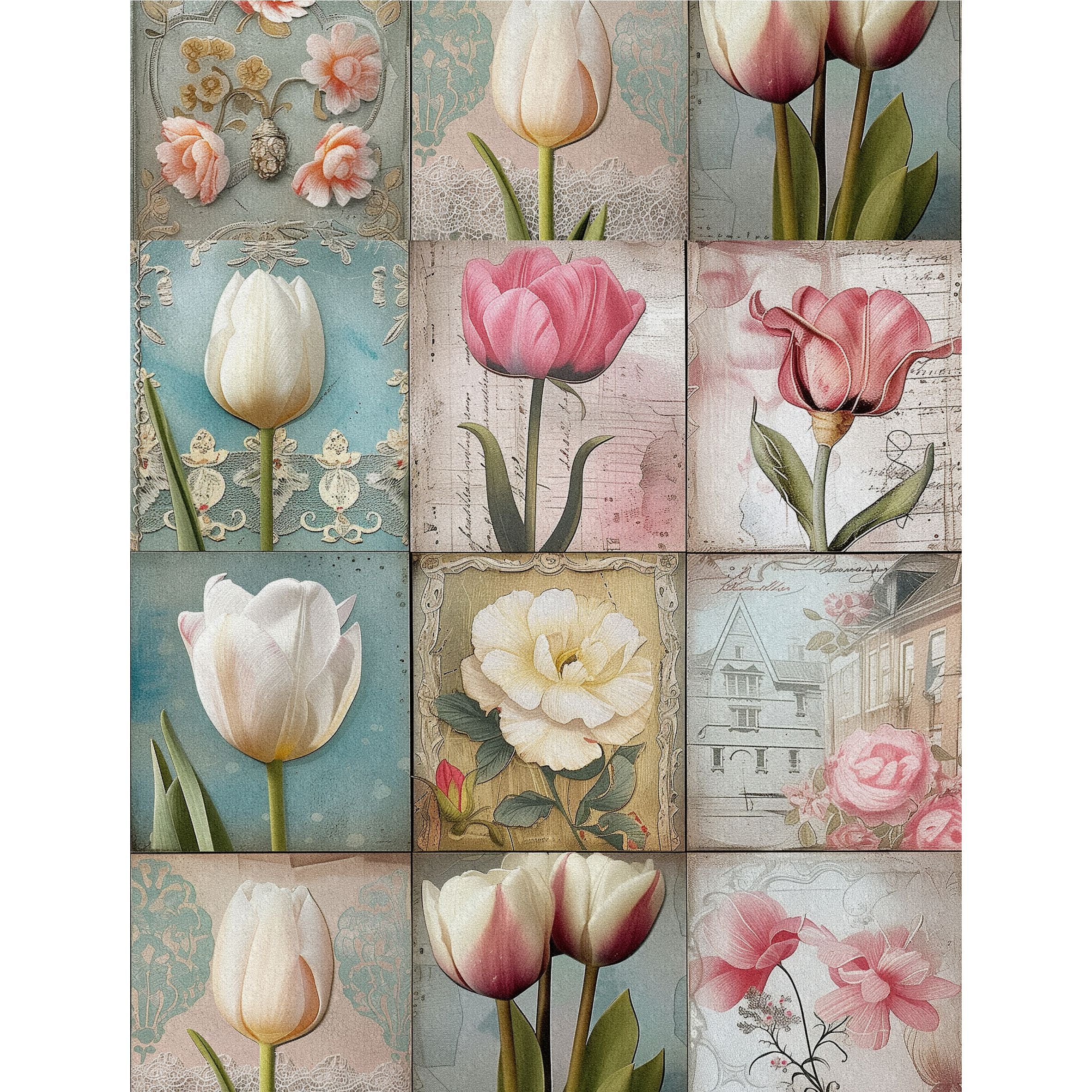 Tulips Decoupage Rice Paper, 8 x 10.5 inch - for Scrapbooking Cards Crafts