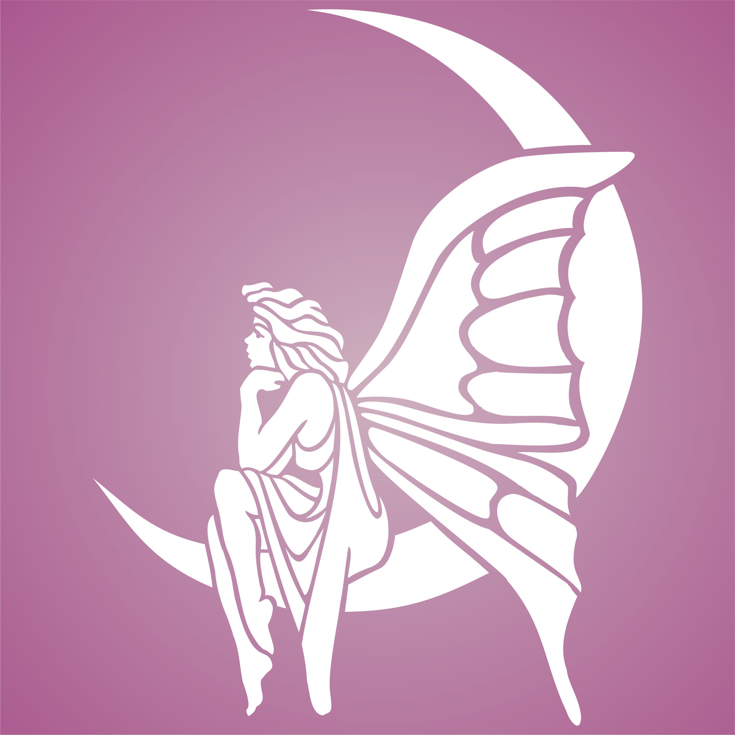 Moon Fairy Stencil - Classic Fairy Moon Design