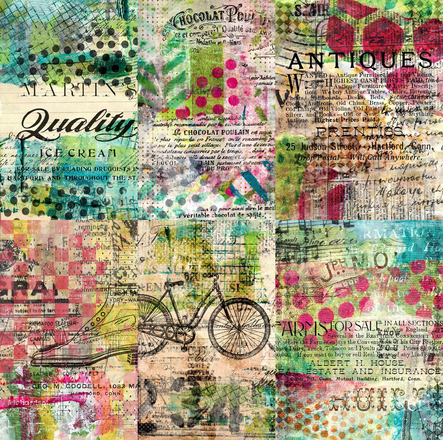 Mixed Media Rice Paper- 6 x Different Printed Mulberry Paper Images 30gsm