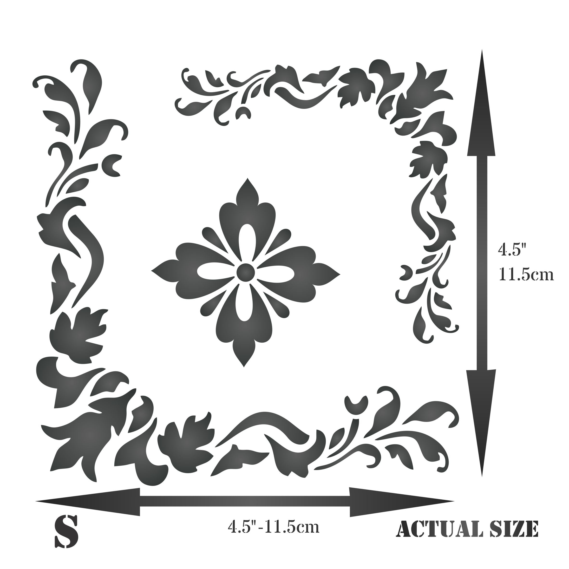 Accent Corners Stencil - Classic Flower Corner Design