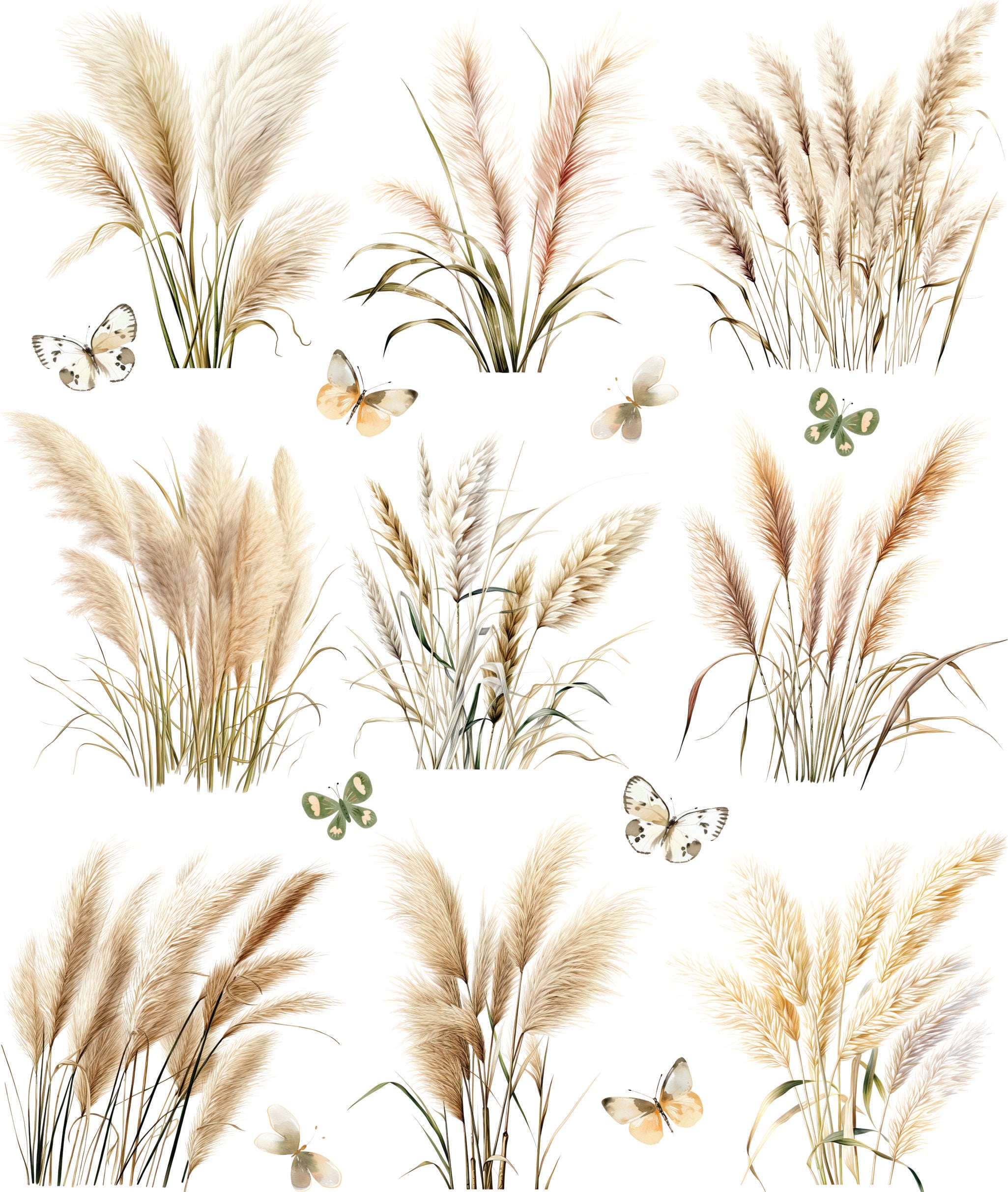 Boho Pampus Grass Decoupage Rice Paper, 11.5 x 14.5 inch - for Journal Cards Crafts