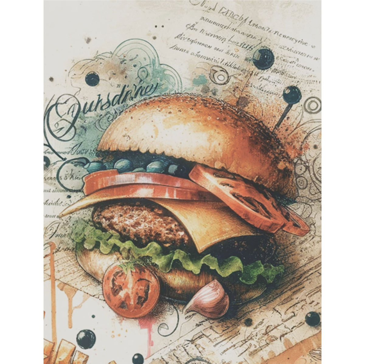 Burger Rice Paper, 20.32 x 26.67 cm - for Decoupage Scrapbooking Cards Crafts
