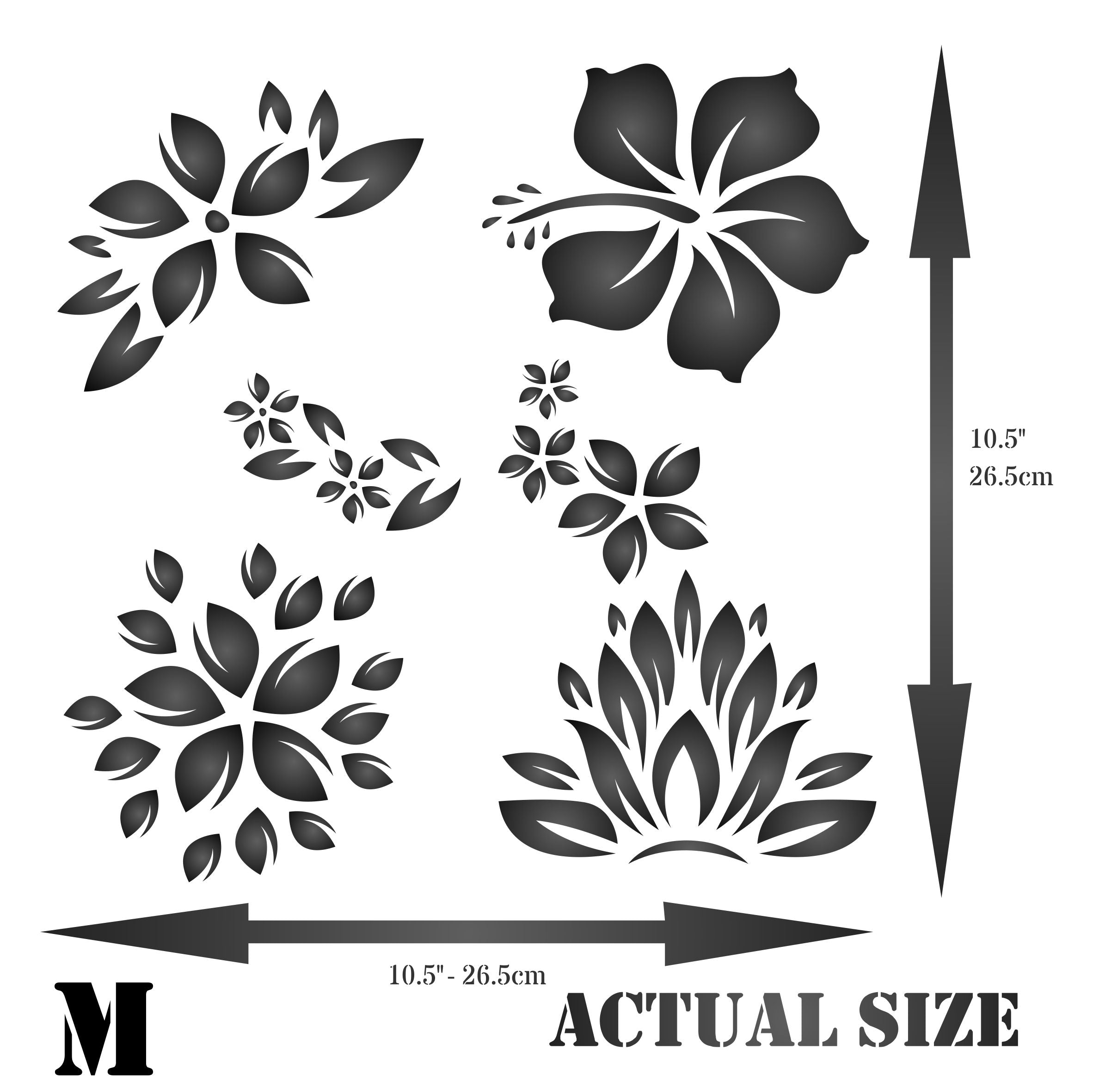 Tropical Flowers Stencil - Allover Tropical Flower Pattern Template