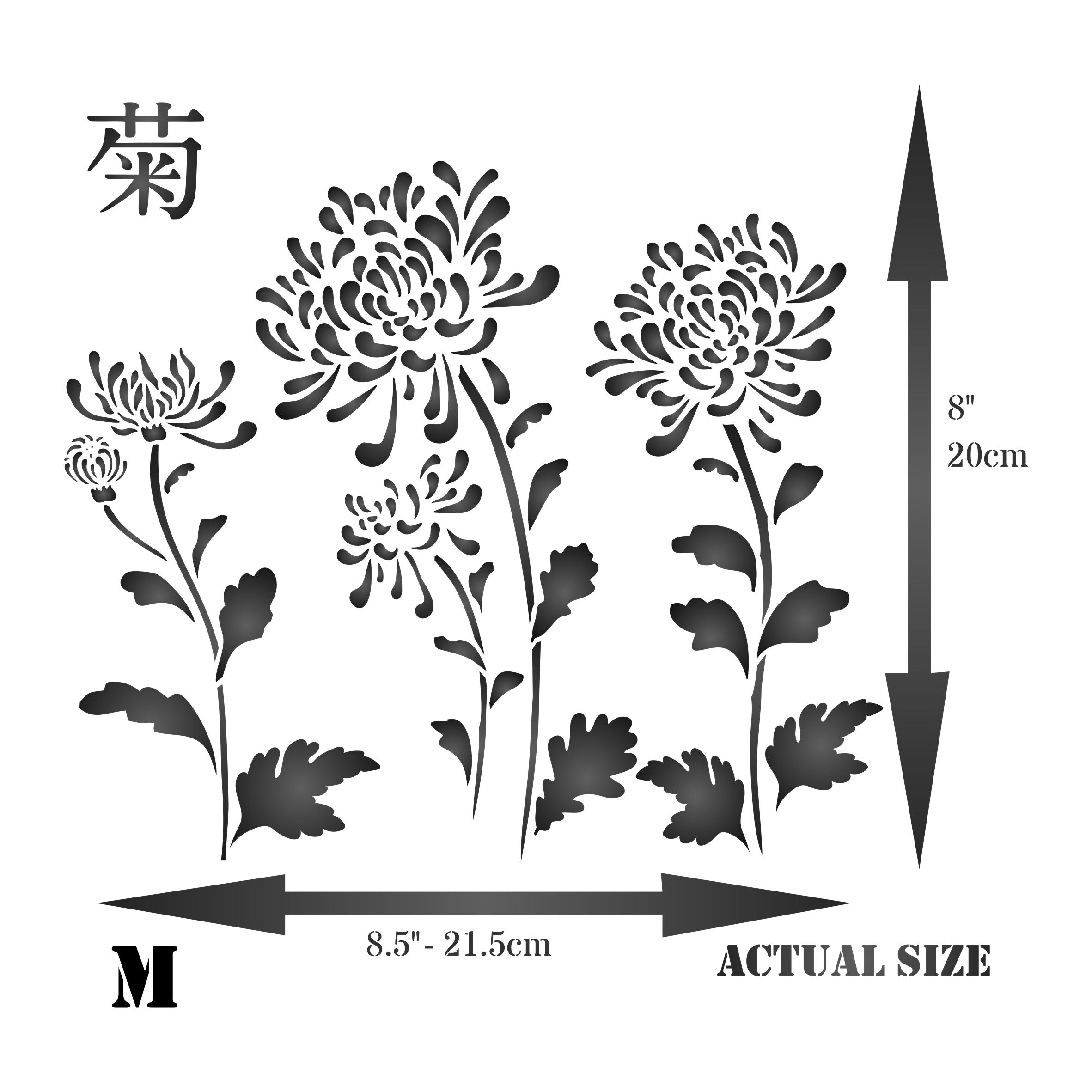 Chinese Mums Stencil - Traditional Chinese Character Chrysanthemum