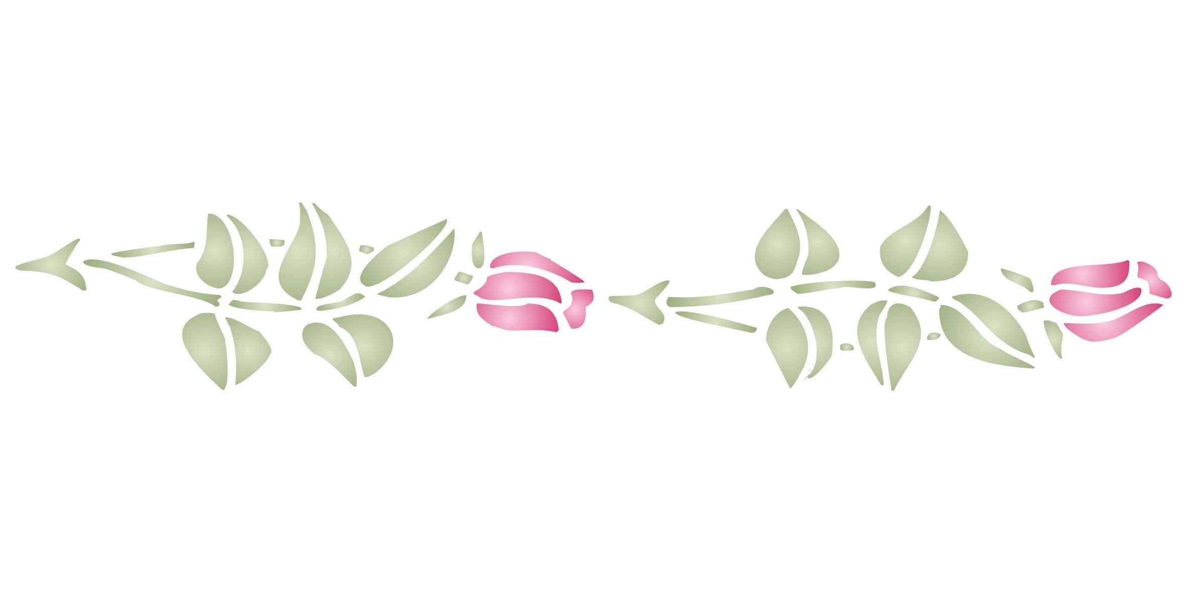 Rose Bud Stencil, 7.5 x 1.5 inch - Classic Flower Border Flowers