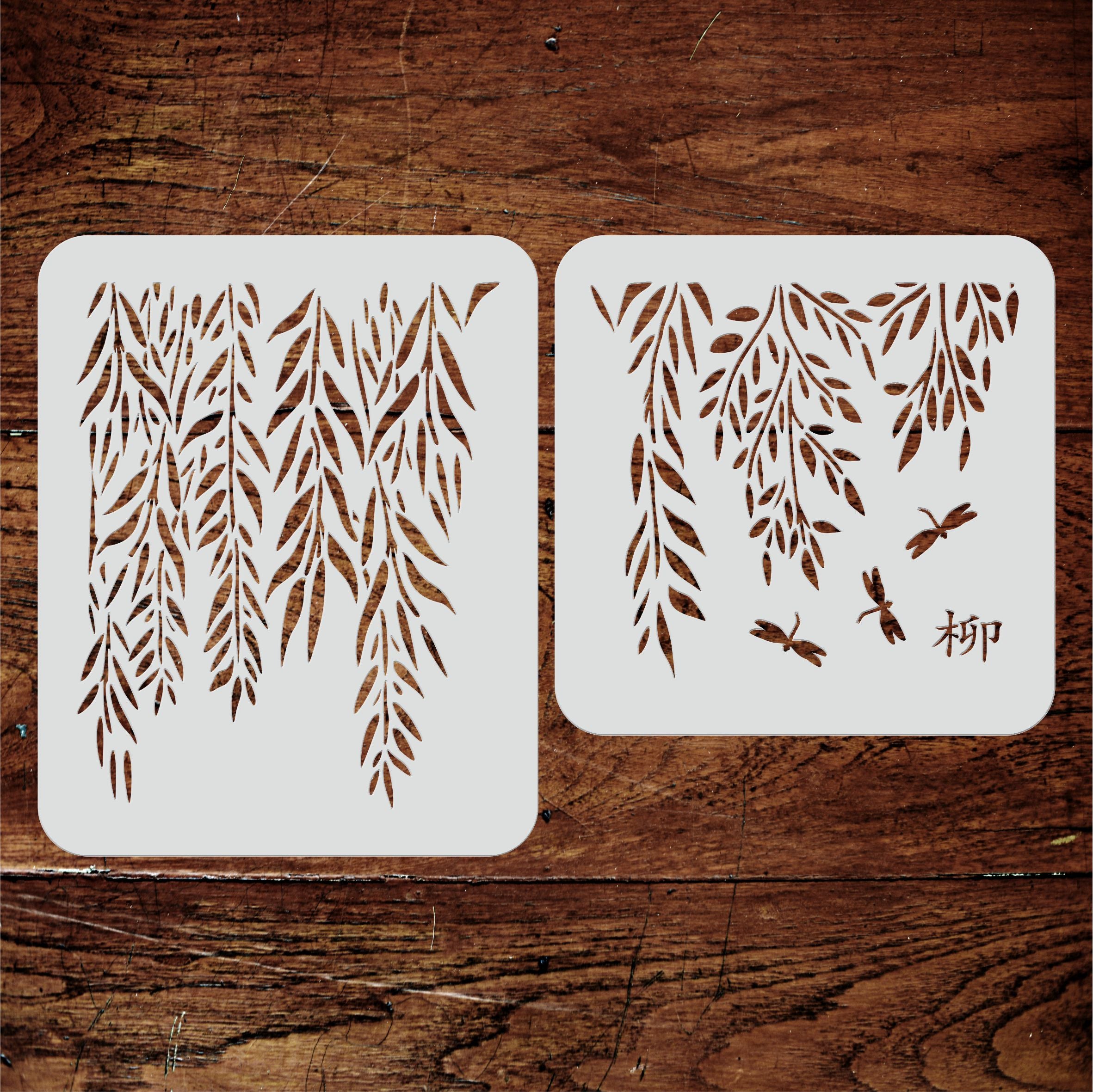 Willow Leaves Stencil (2pc) - Weeping Willow Leaves Leafy Hanging